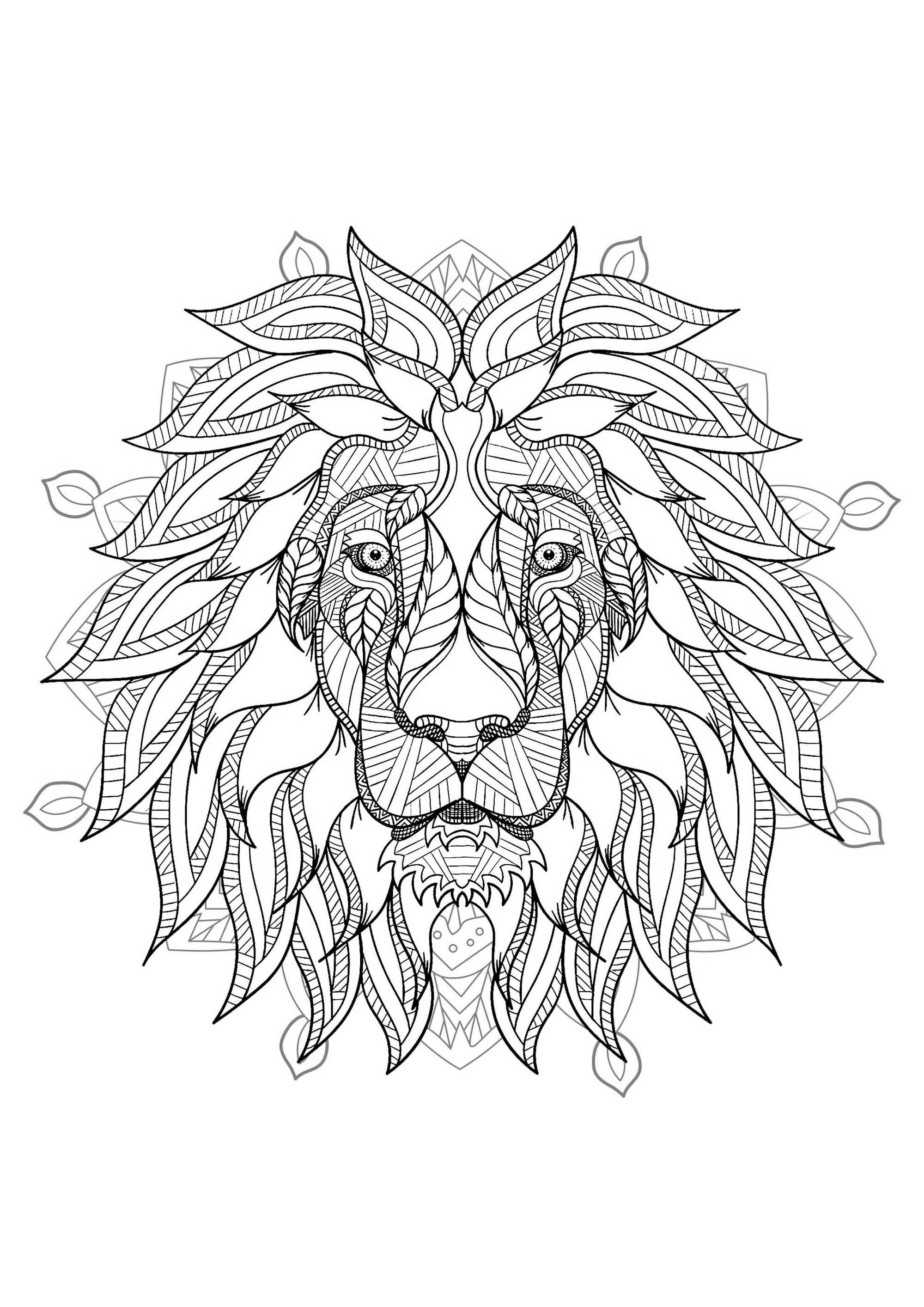 Un mandala con il re degli animali: il leone, per chi preferisce colorare cose concrete e vive. Un mandala con il re degli animali: il leone, per chi preferisce colorare cose concrete e vive.