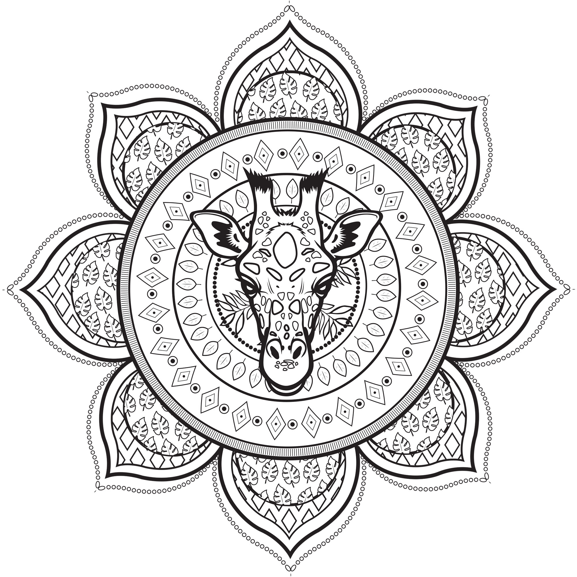 Preparate i vostri colori più belli per dare vita a questa bellissima giraffa e a tutti i motivi circostanti. Saremo lieti di vedere il risultato!, Artista : Léa Preparate i vostri colori più belli per dare vita a questa bellissima giraffa e a tutti i motivi circostanti. Saremo lieti di vedere il risultato!, Artista : Léa