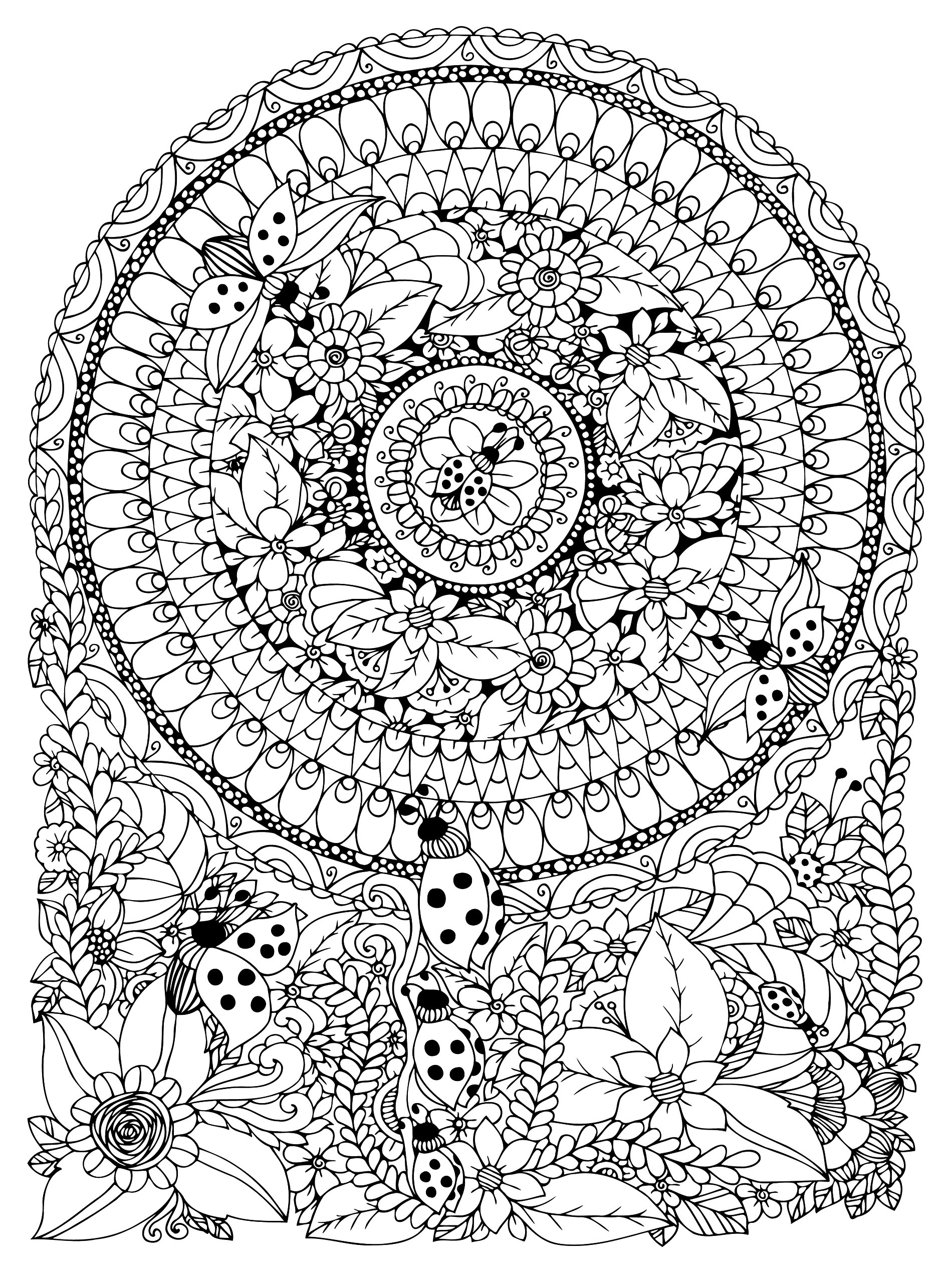 Mandala insetti e fiori (Tema Mandala : Animali)