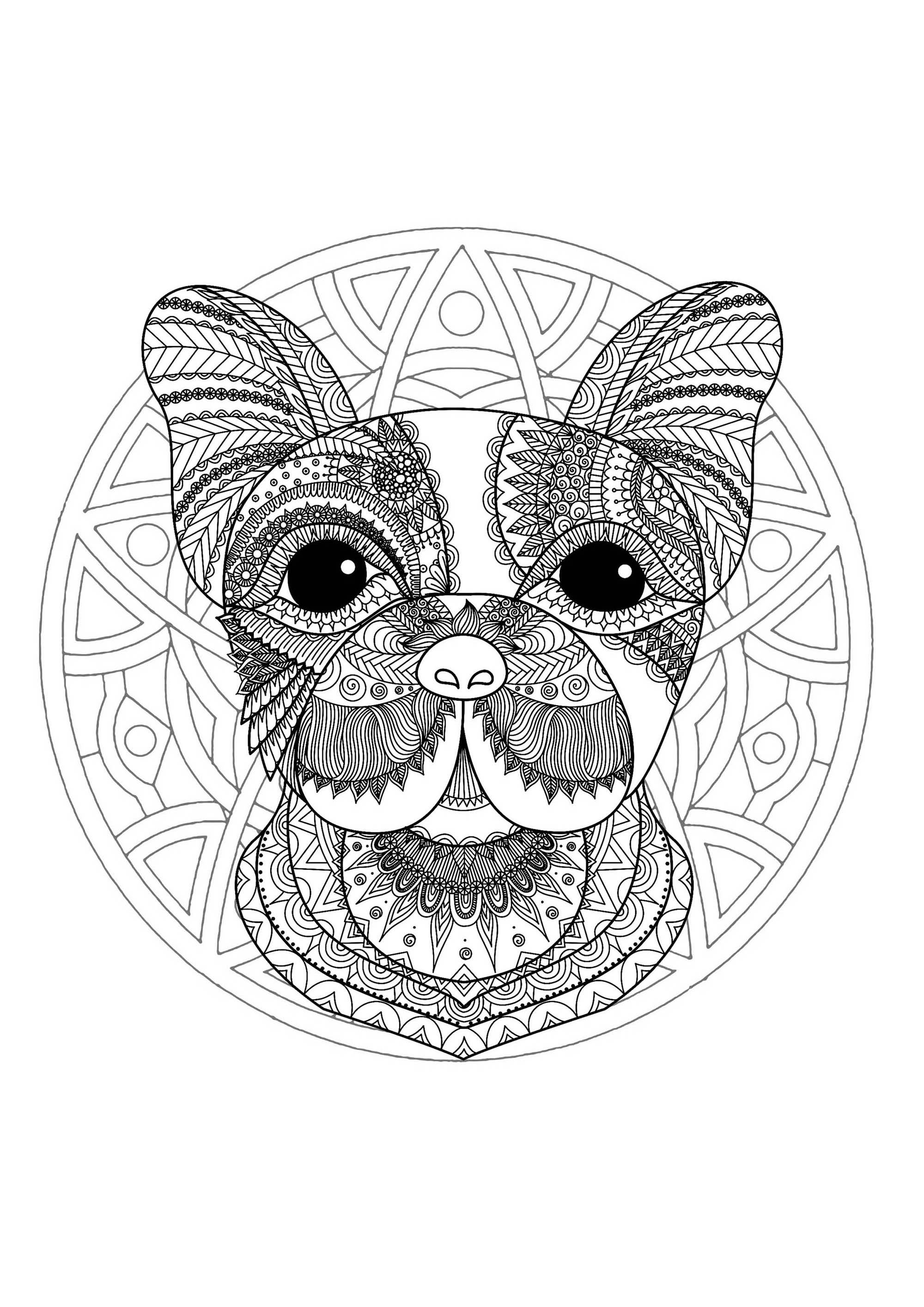 Un magnifico Mandala da colorare, di grande qualità e originalità. Sta a voi scegliere i colori più adatti per dare vita a questo cagnolino. Un magnifico Mandala da colorare, di grande qualità e originalità. Sta a voi scegliere i colori più adatti per dare vita a questo cagnolino.