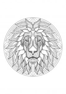 Mandala con testa di leone   4