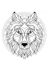 Mandala a forma di testa di lupo   3