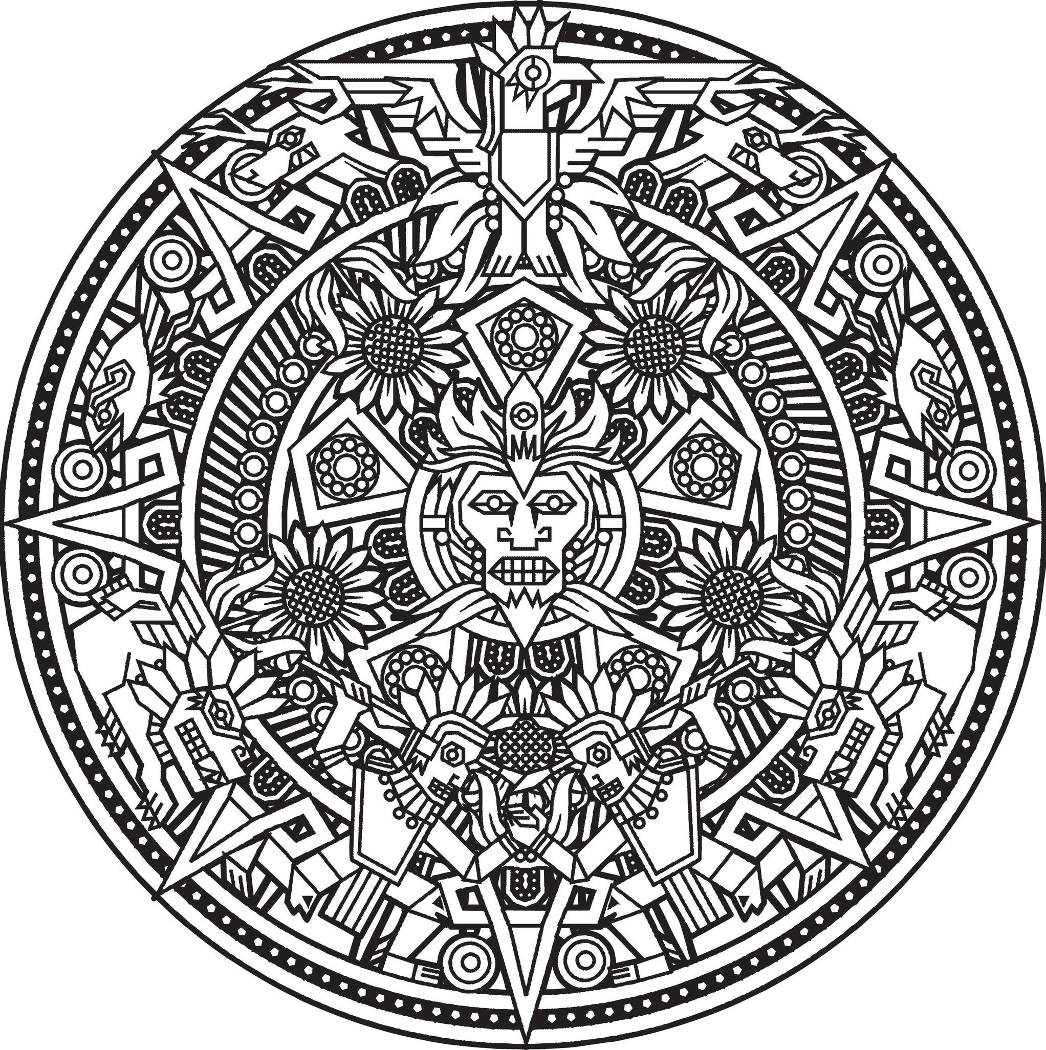 Mandala azteco. Sta a voi trovare i colori più belli per dargli vita. Mandala azteco. Sta a voi trovare i colori più belli per dargli vita.