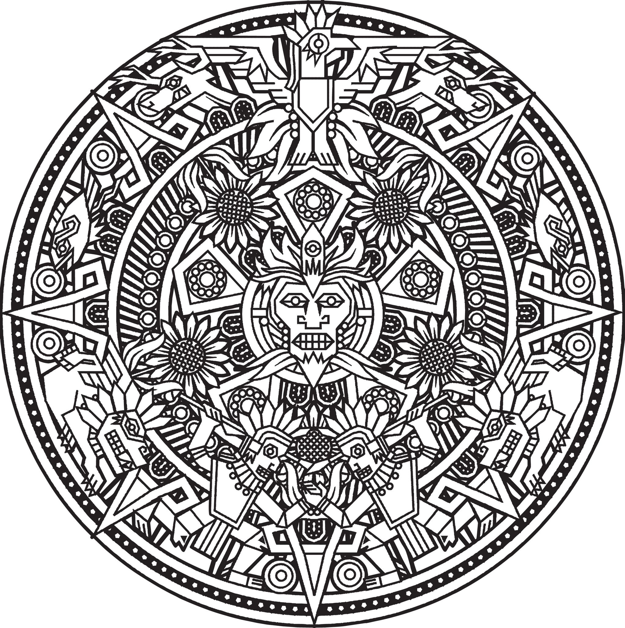 Mandala azteco. Sta a voi trovare i colori più belli per dargli vita.