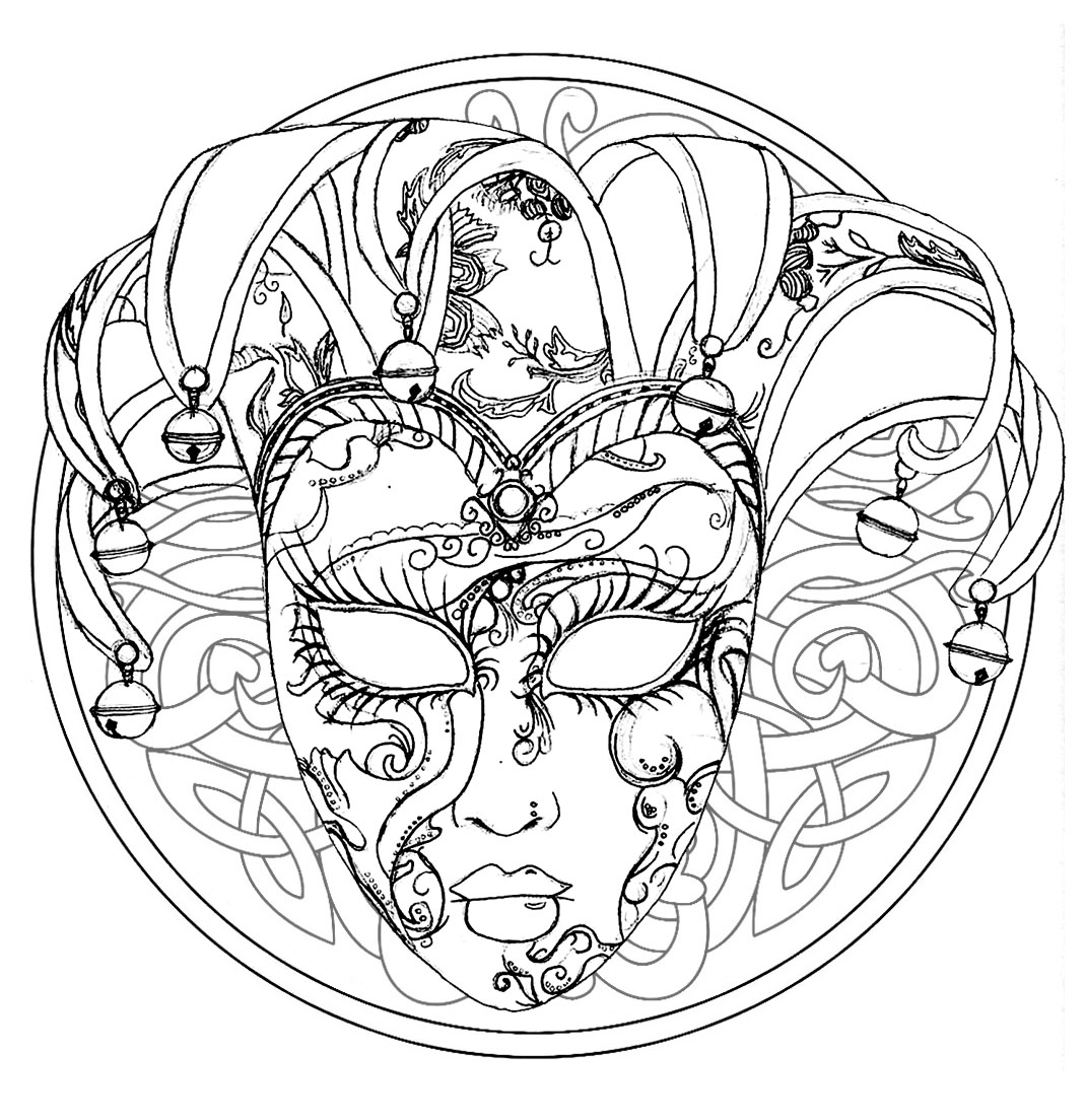 Una maschera di Carnevale veneziana integrata in un Mandala