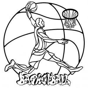Giocatore di basket con palla sullo sfondo