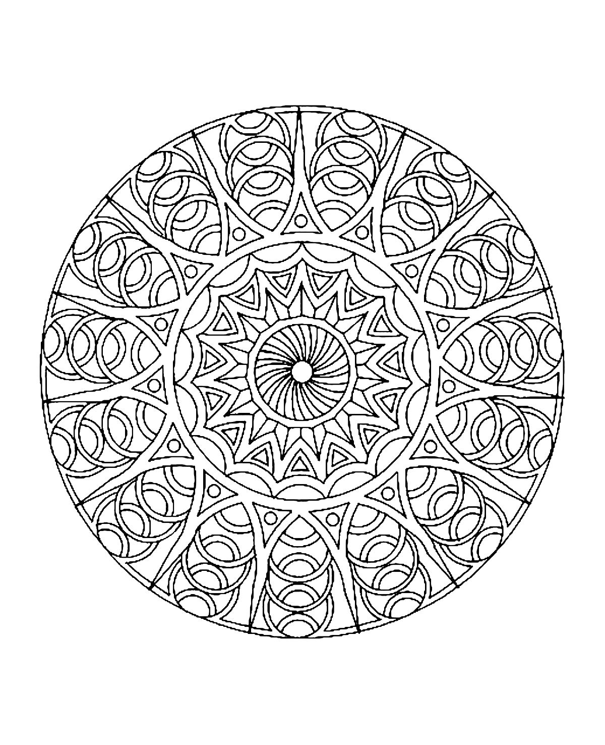 Mandala-un-colore-adulto-difficile (4) (Mandala di livello di difficoltà : Difficile)