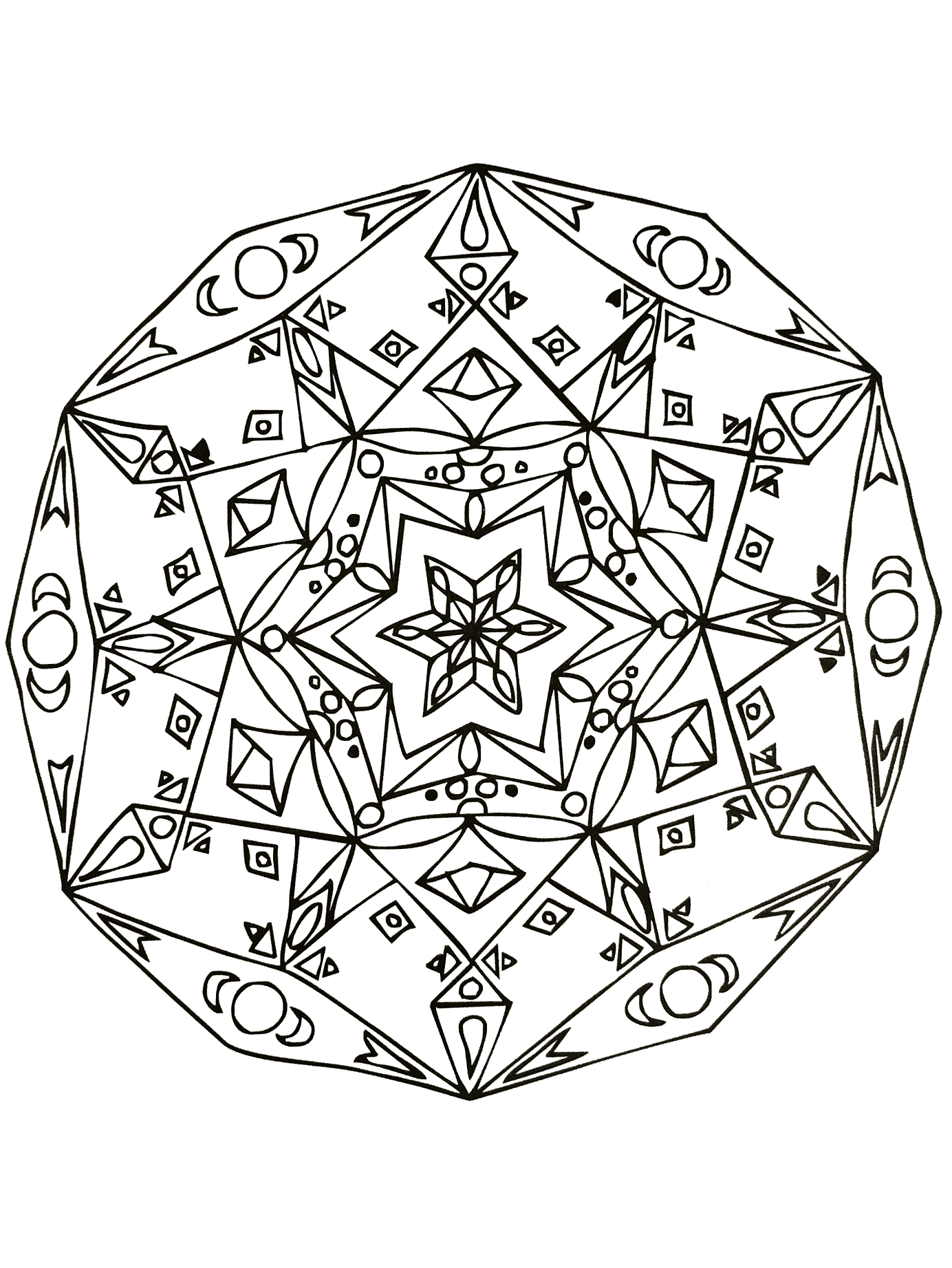 Mandala con stelle (Mandala di livello di difficoltà : Difficile)