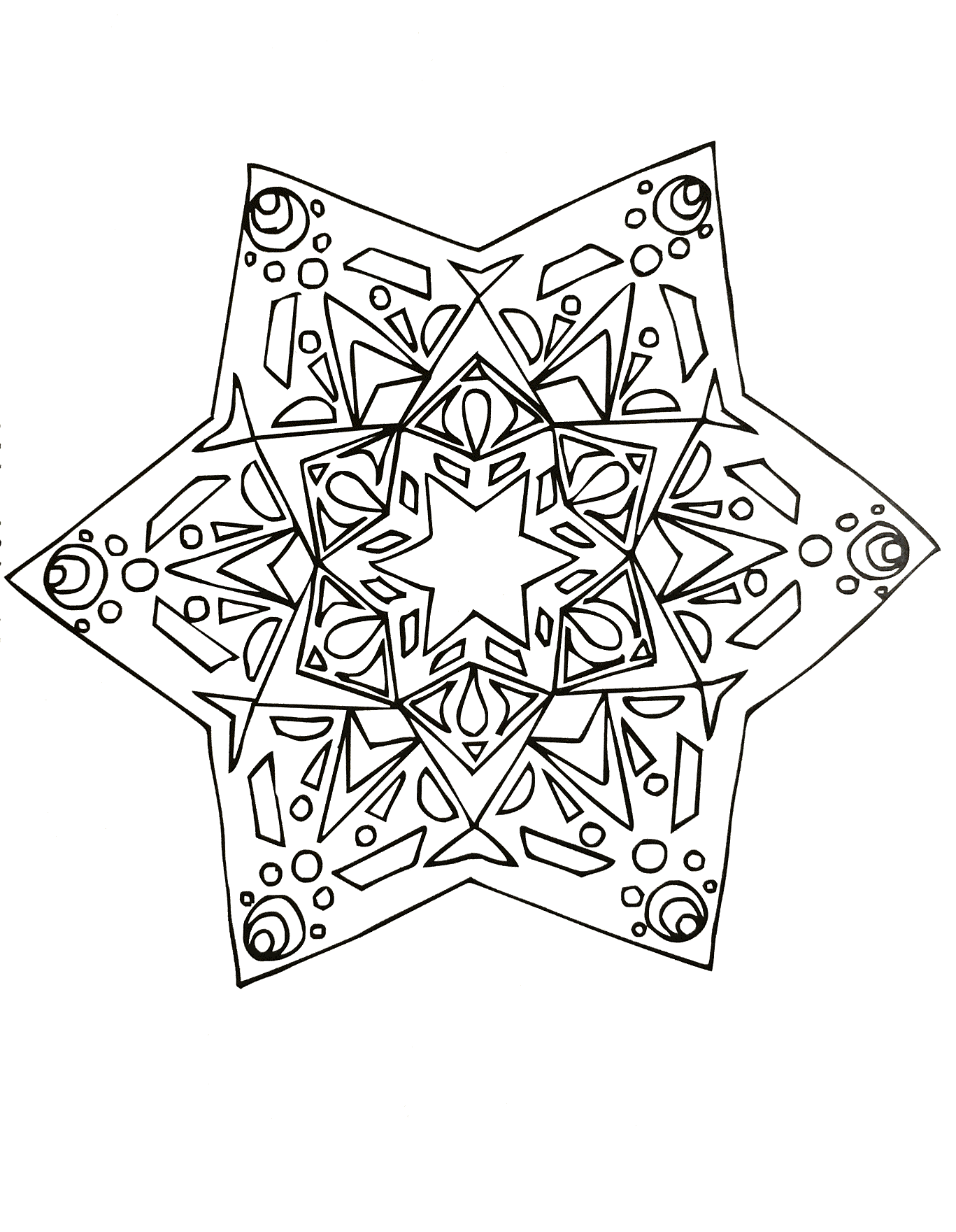Mandala in una grande stella (Mandala di livello di difficoltà : Difficile)