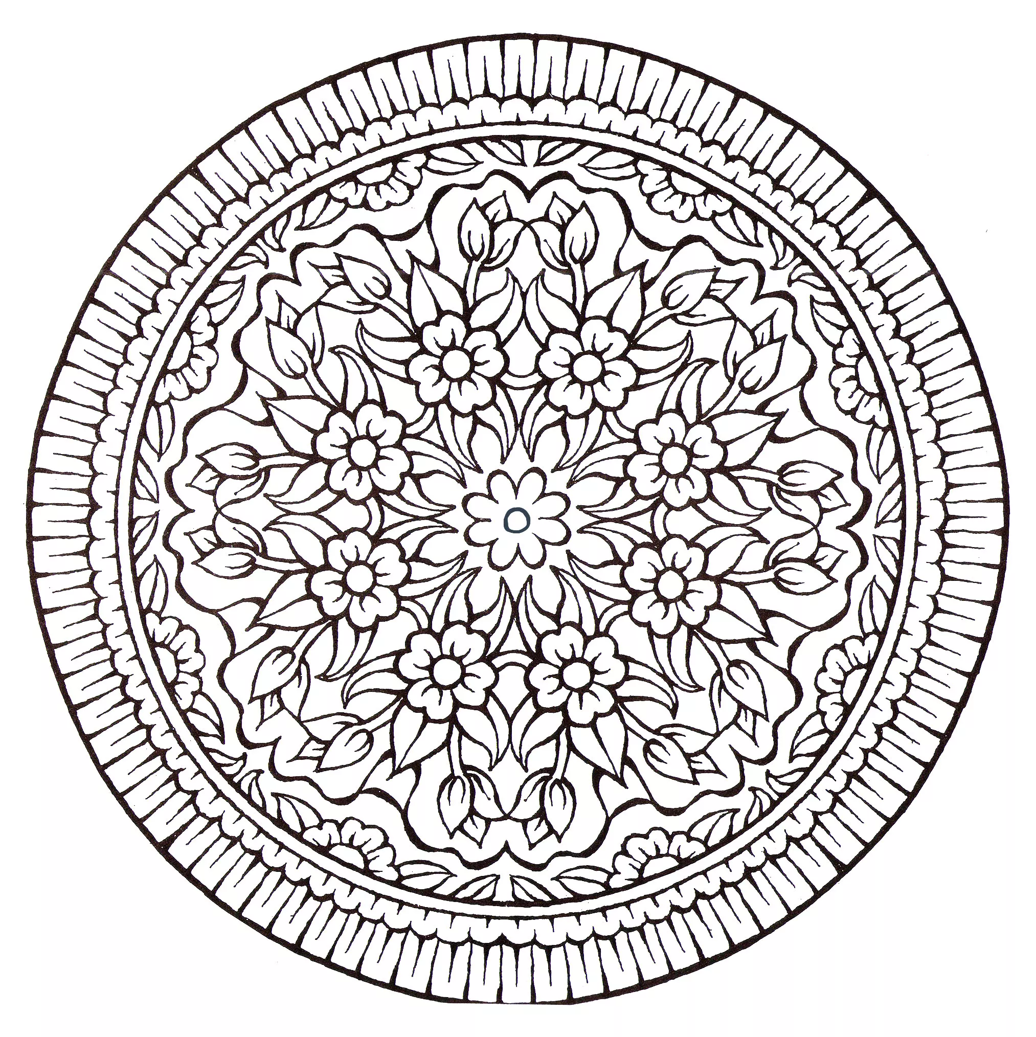Fiori mandala in stile vintage (Mandala di livello di difficoltà : Difficile)
