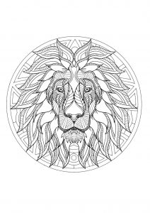 Mandala con testa di leone   3