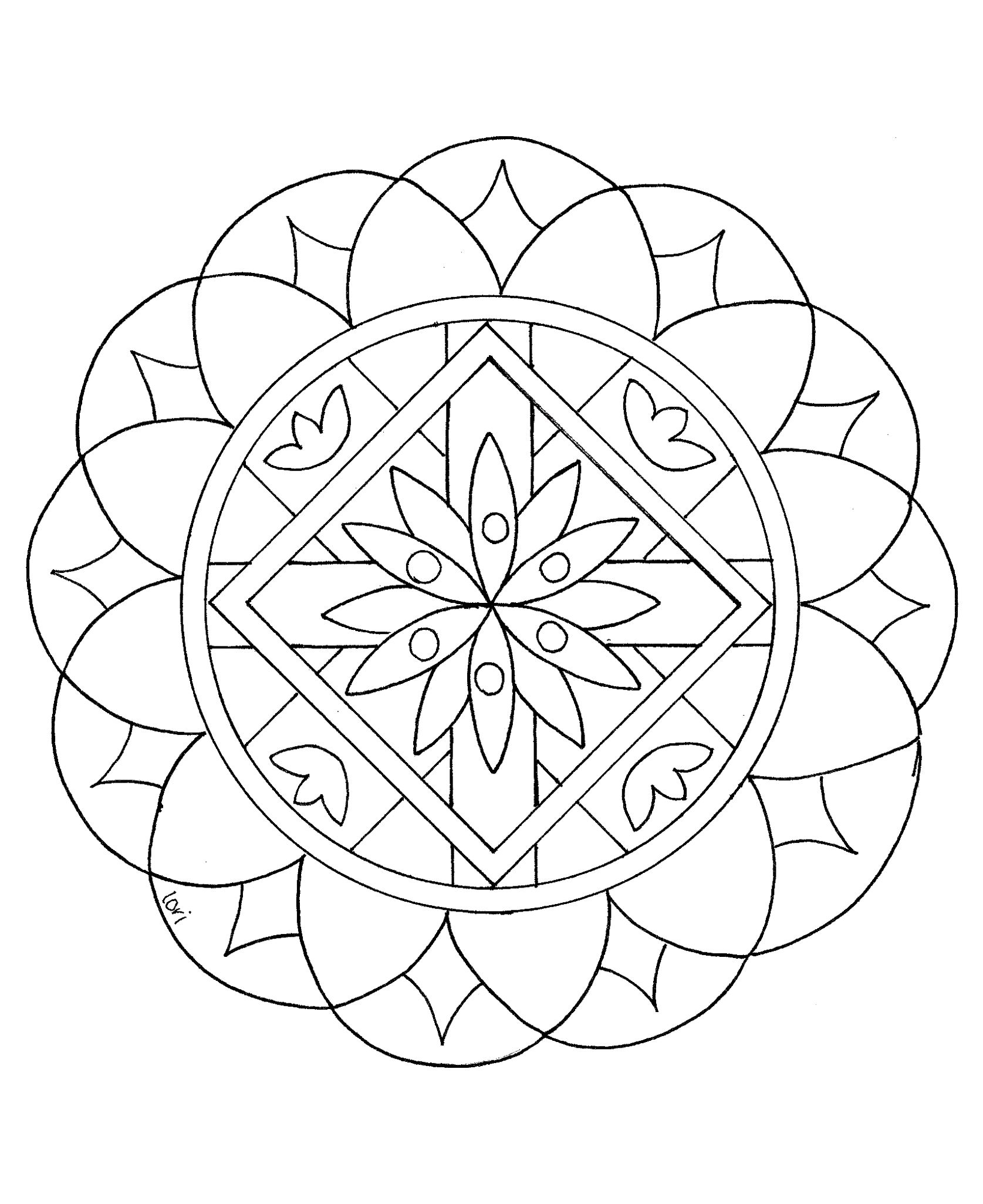 Generalissimo mandala floreale con un graziosissimo loto al centro. Abbastanza facile.