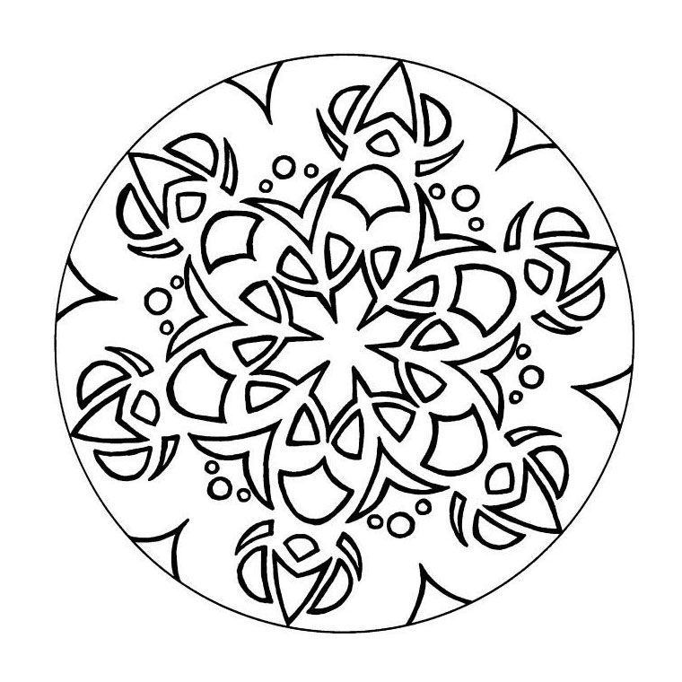 Magnifico mandala geometrico con un fiore al centro. Molto facile da colorare.