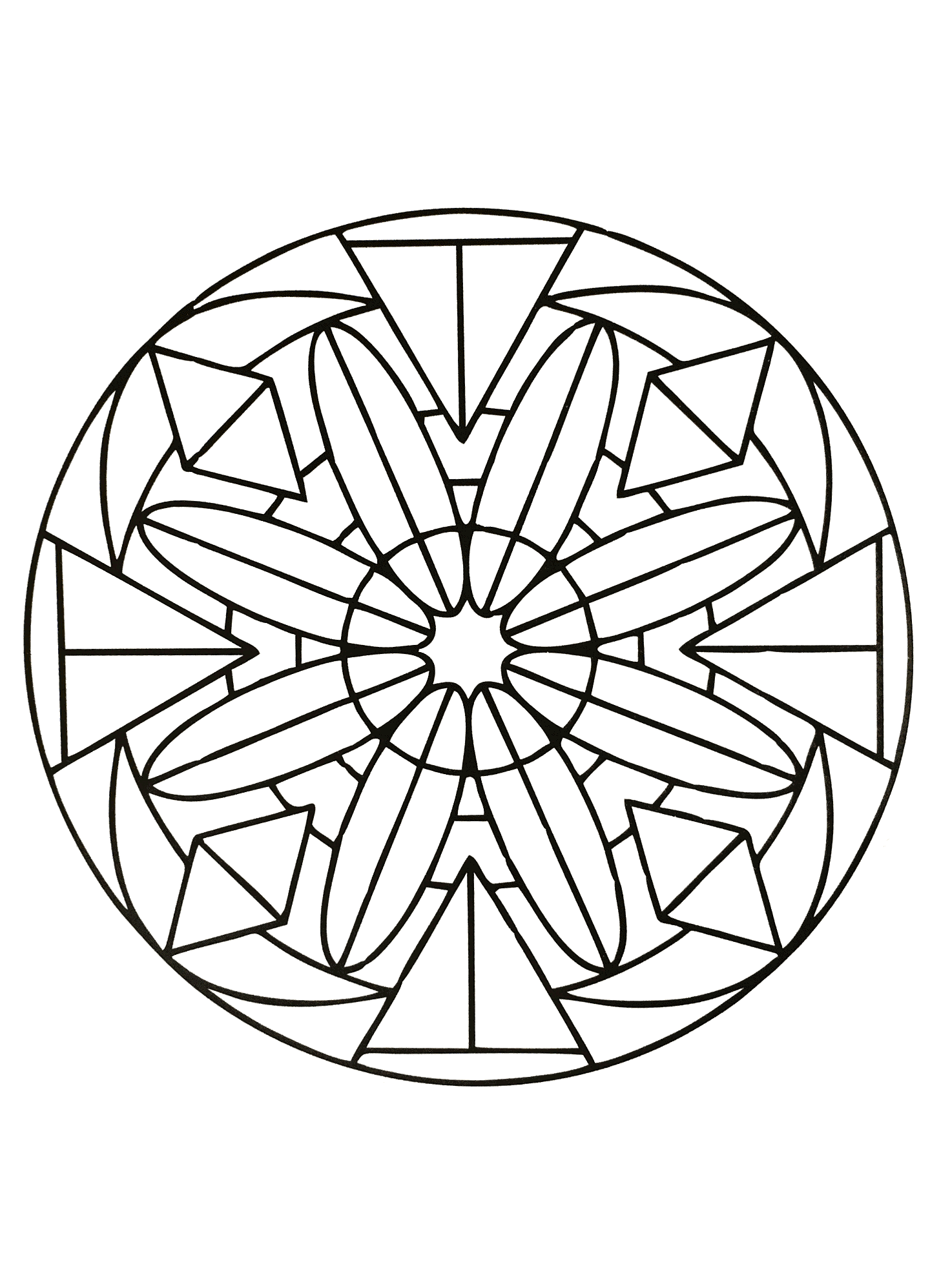 Mandala simmetrico facile (Mandala di livello di difficoltà : Facile (per i bambini))