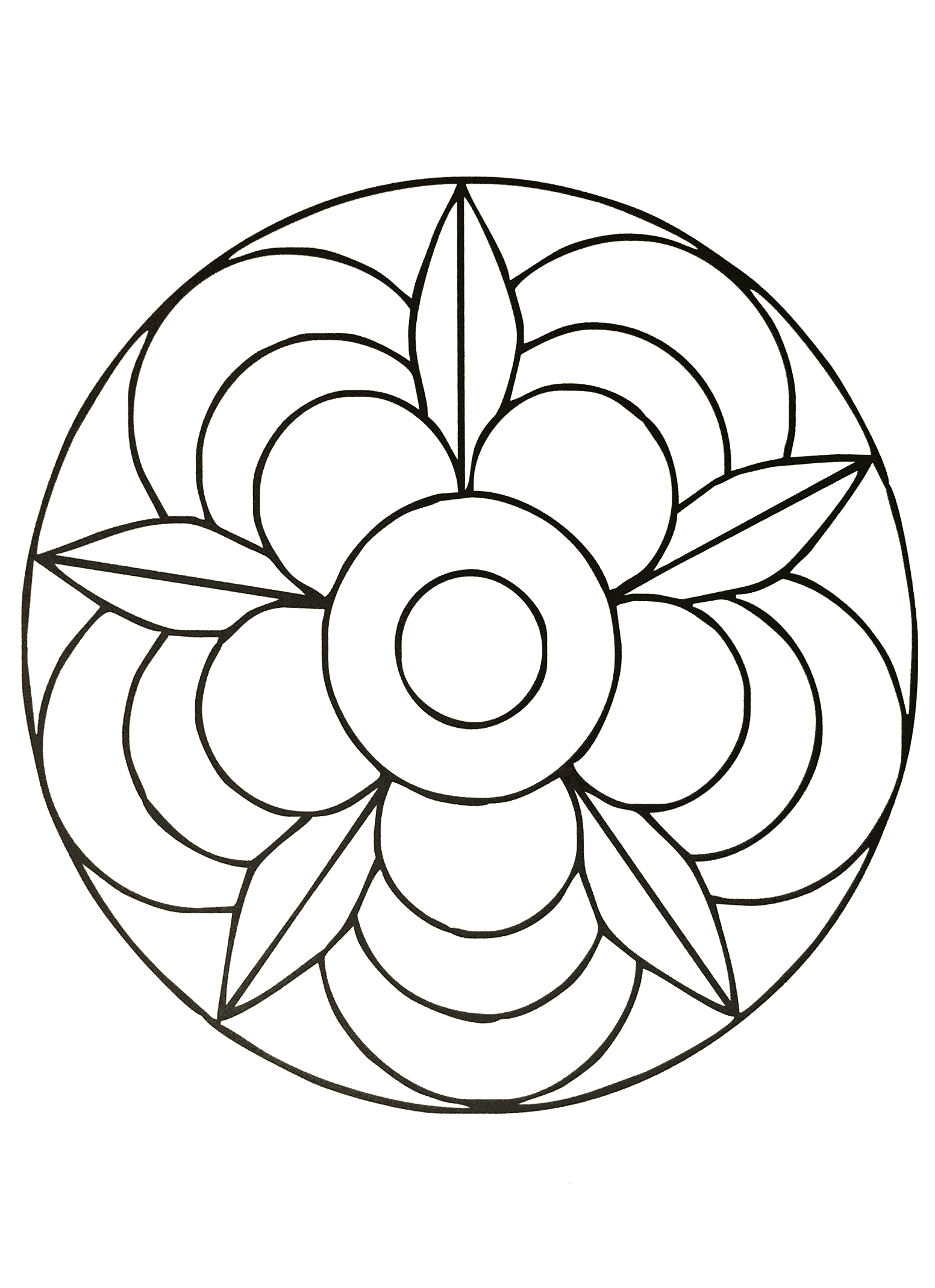 Fiore Mandala (Mandala di livello di difficoltà : Facile (per i bambini))
