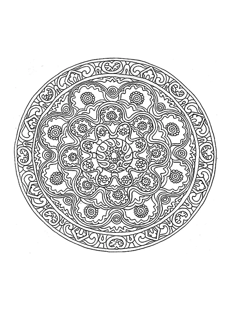 Mandala vegetale bellissimo e dettagliatissimo (Tema Mandala : Fiori e vegetazione)