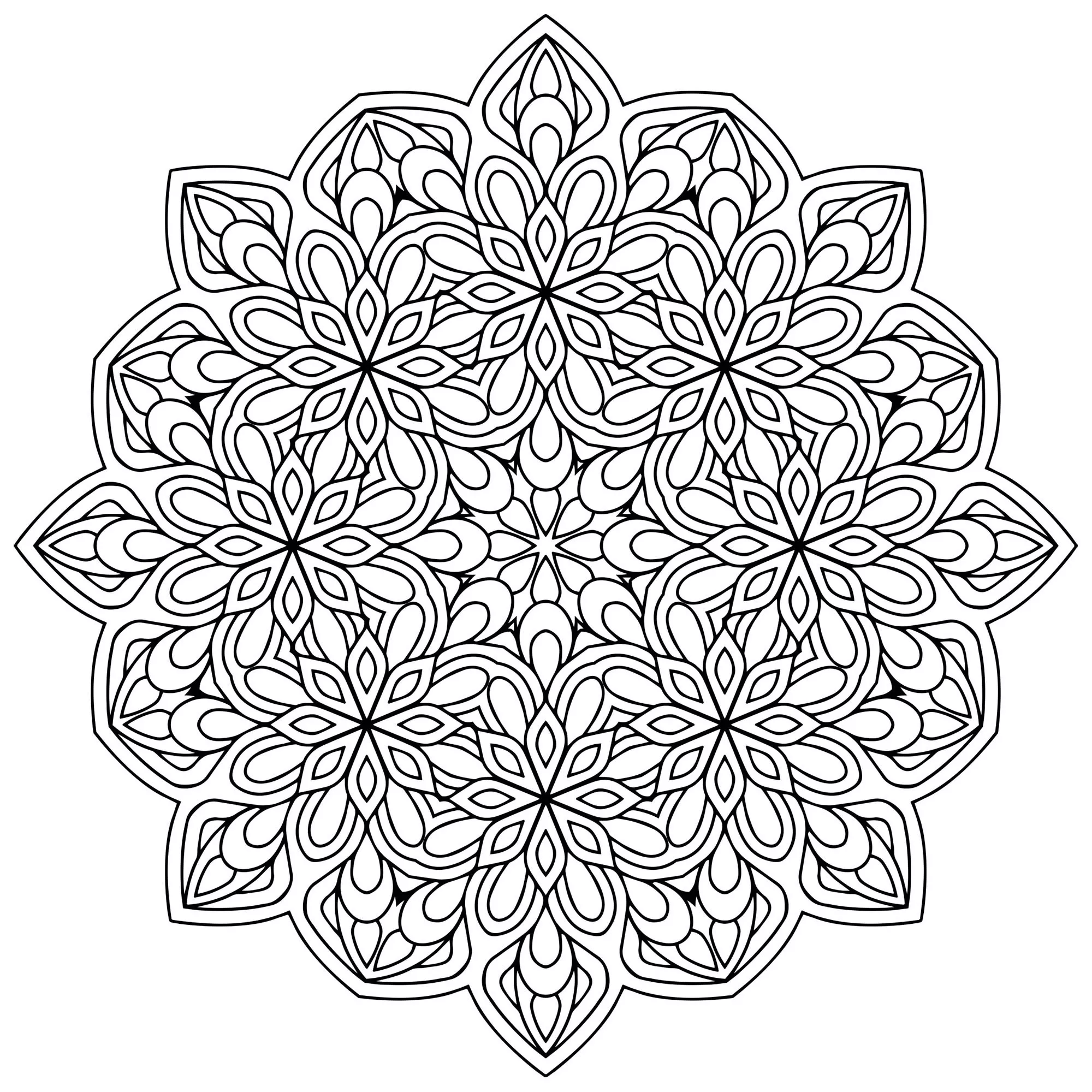 Mandala con fiori e foglie - 9 (Tema Mandala : Fiori e vegetazione)