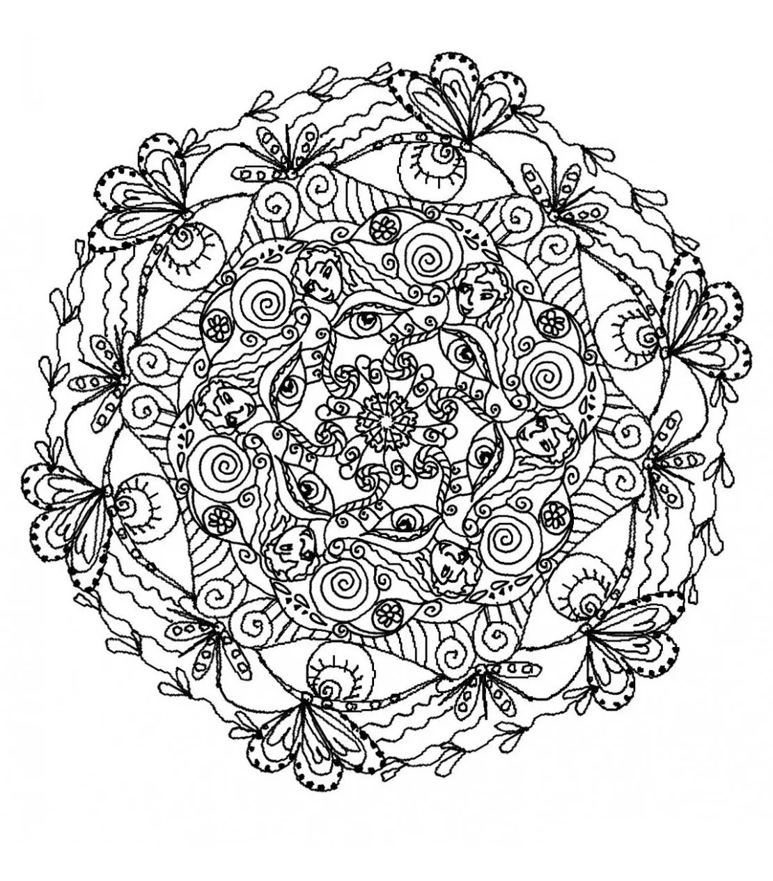 Mandala naturale ed elegante (Tema Mandala : Fiori e vegetazione)