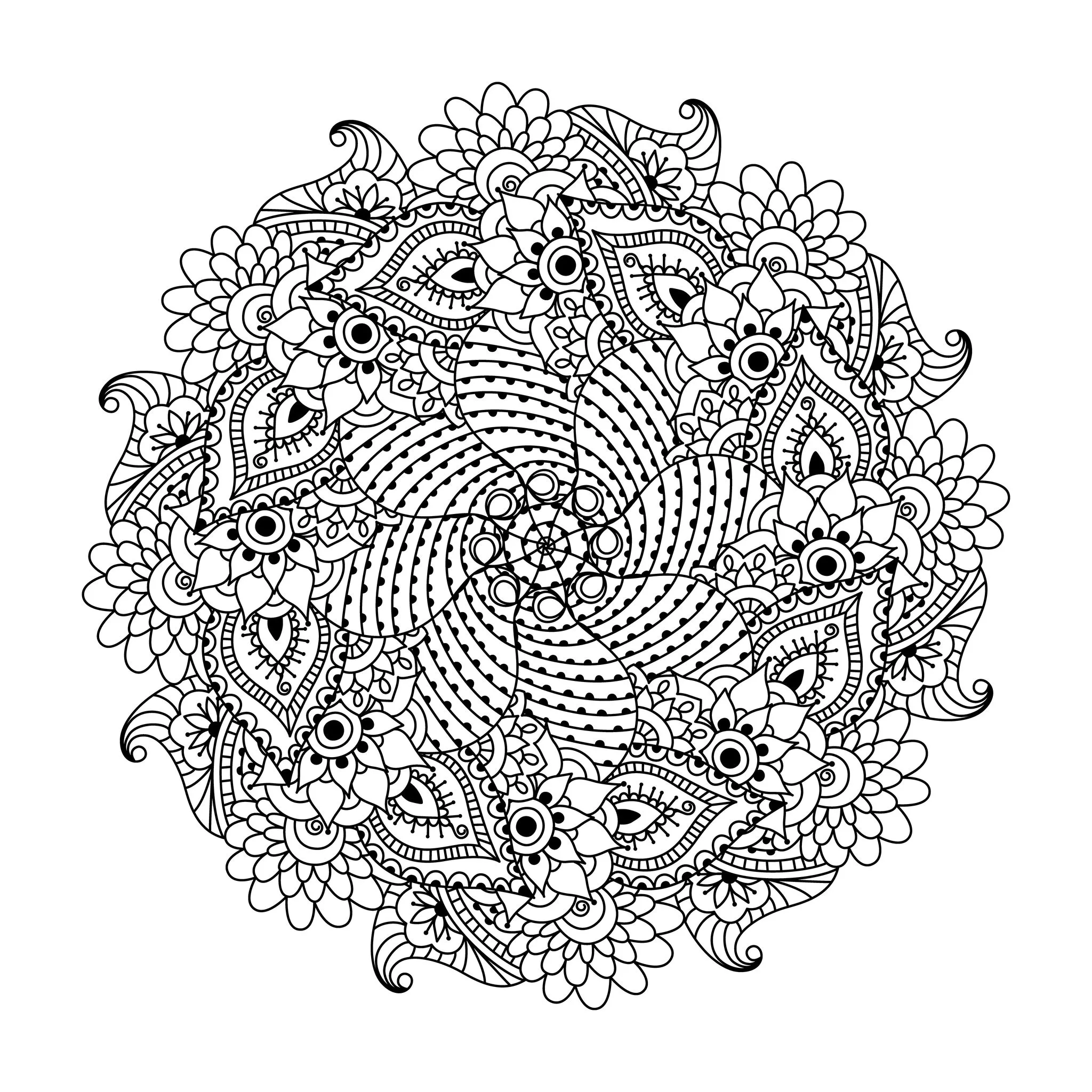 Mandala con motivi floreali (Tema Mandala : Fiori e vegetazione)
