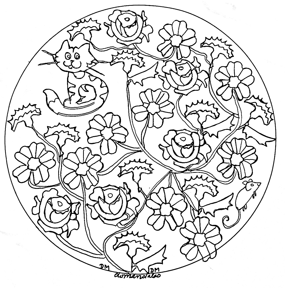 Gli elementi vegetali spesso si abbinano molto bene ai mandala, come nel caso di questa elegante pagina da colorare. Questi fiori sono molto realistici e disegnati a mano. Gli elementi vegetali spesso si abbinano molto bene ai mandala, come nel caso di questa elegante pagina da colorare. Questi fiori sono molto realistici e disegnati a mano.