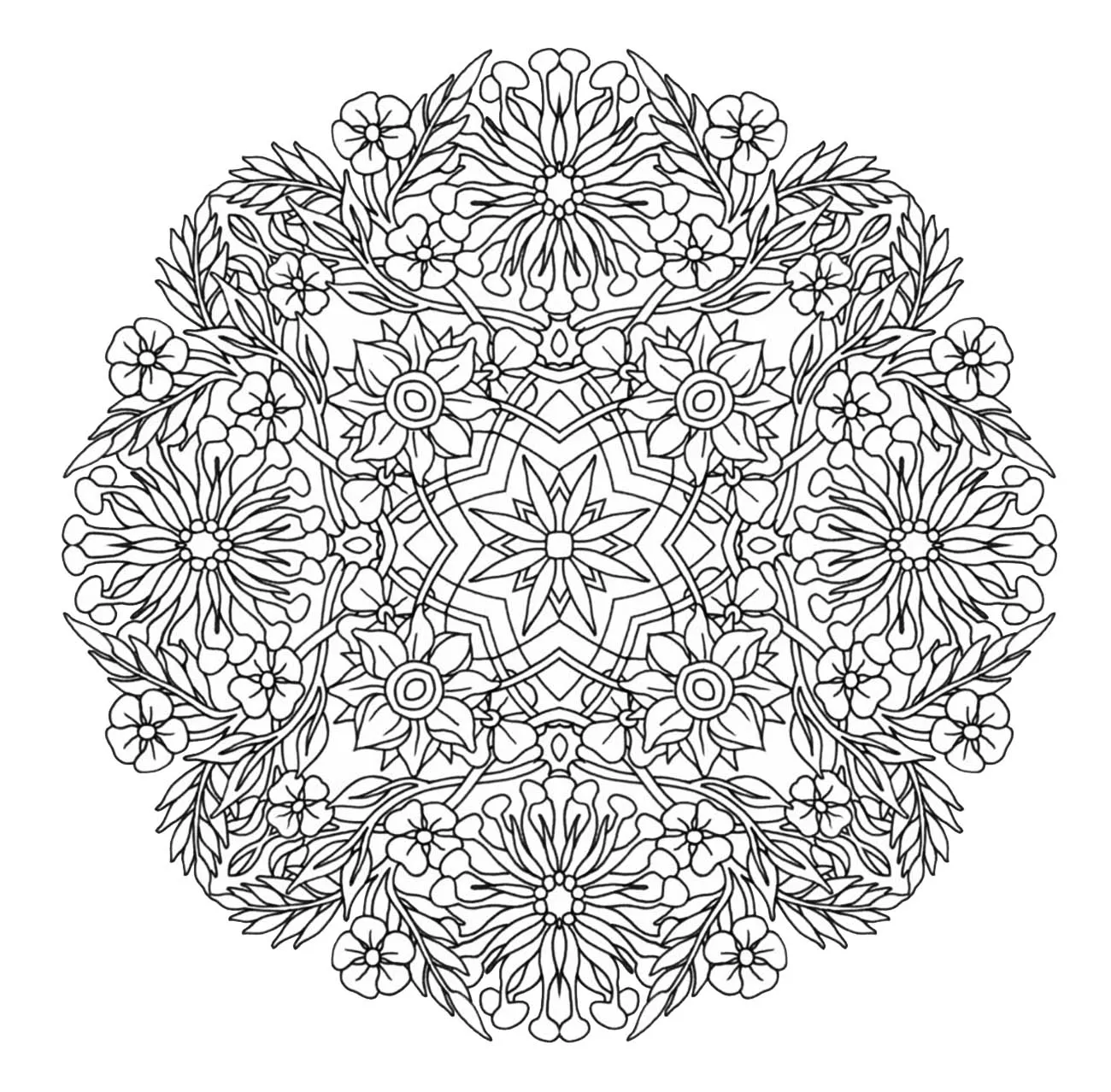 Fiori mandala con grandi petali (Tema Mandala : Fiori e vegetazione)
