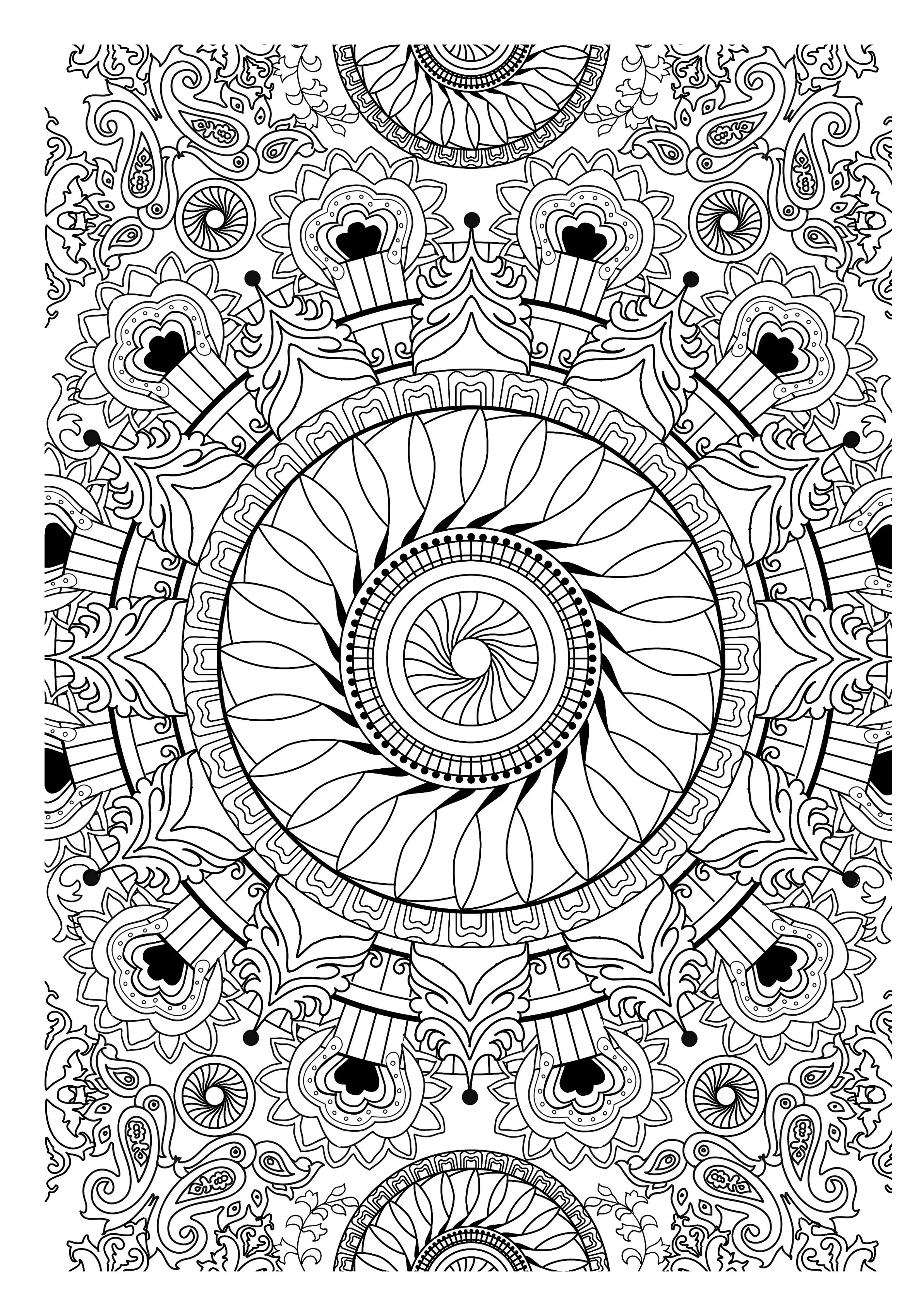 Mandala floreale a tutta pagina (Tema Mandala : Fiori e vegetazione)