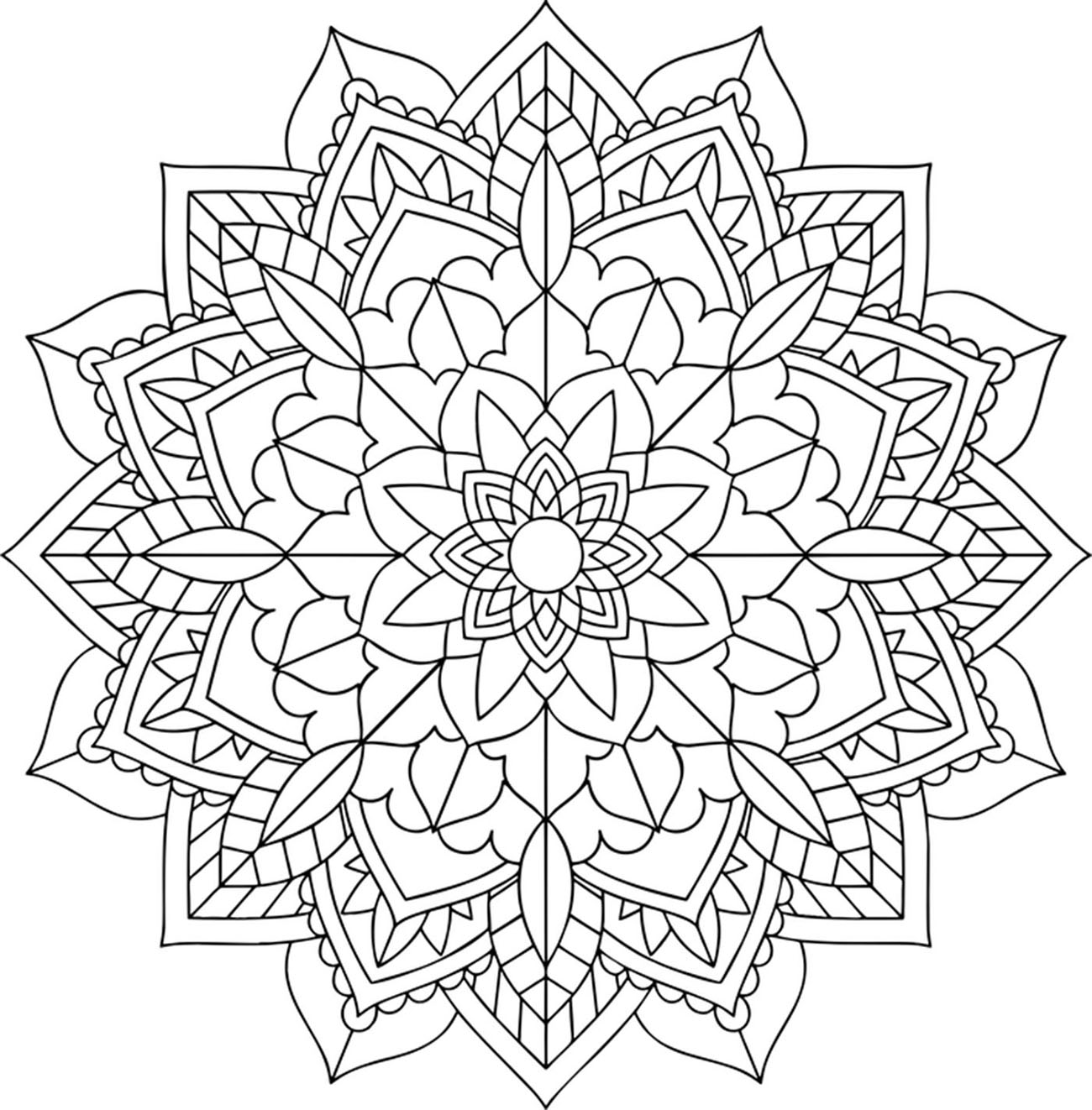 Un mandala per grandi e piccini, composto da motivi vegetali, perfetto per rilassarsi, distendersi ed esprimere il proprio lato creativo.