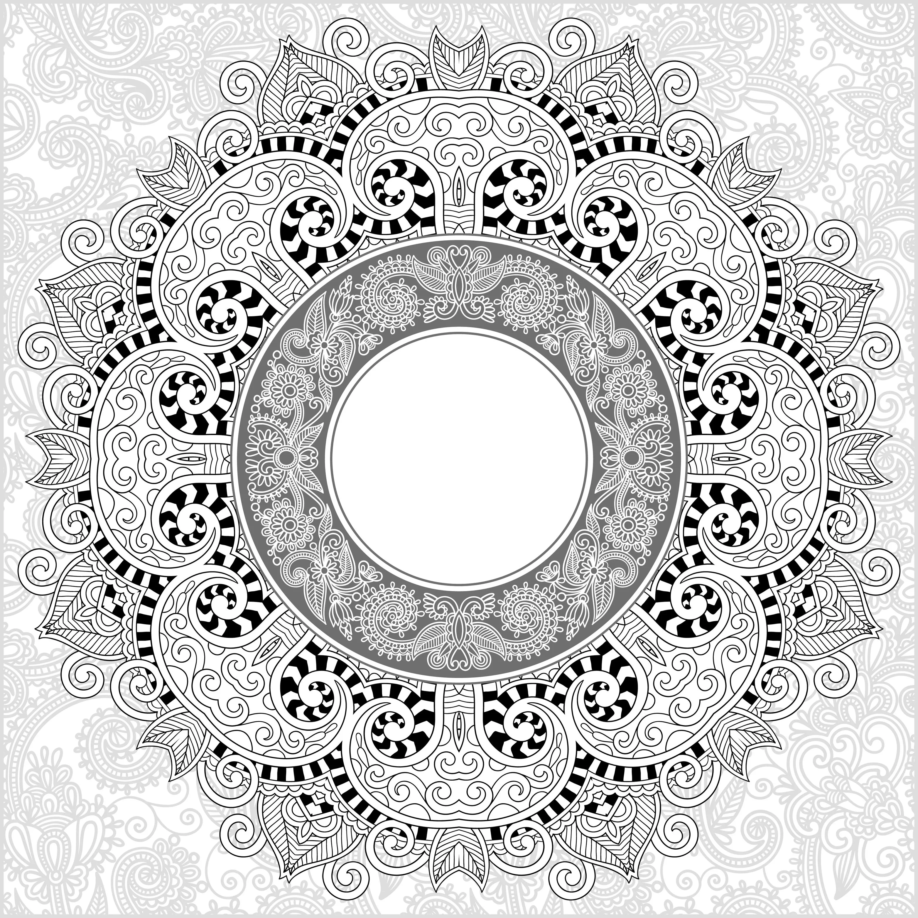 Mandala estremamente delicato (Tema Mandala : Fiori e vegetazione)