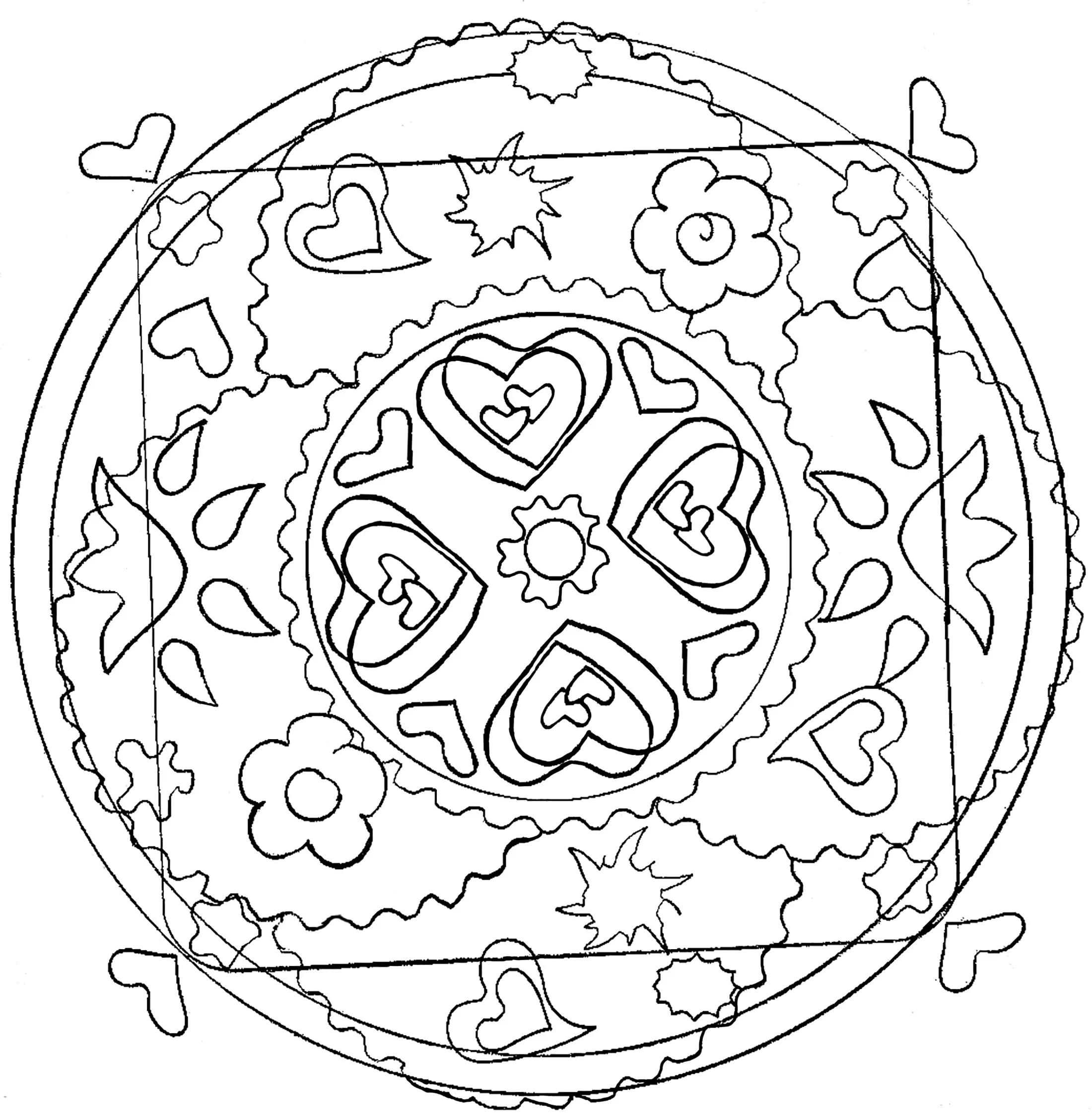 Un mandala disegnato a mano (Tema Mandala : Fiori e vegetazione)