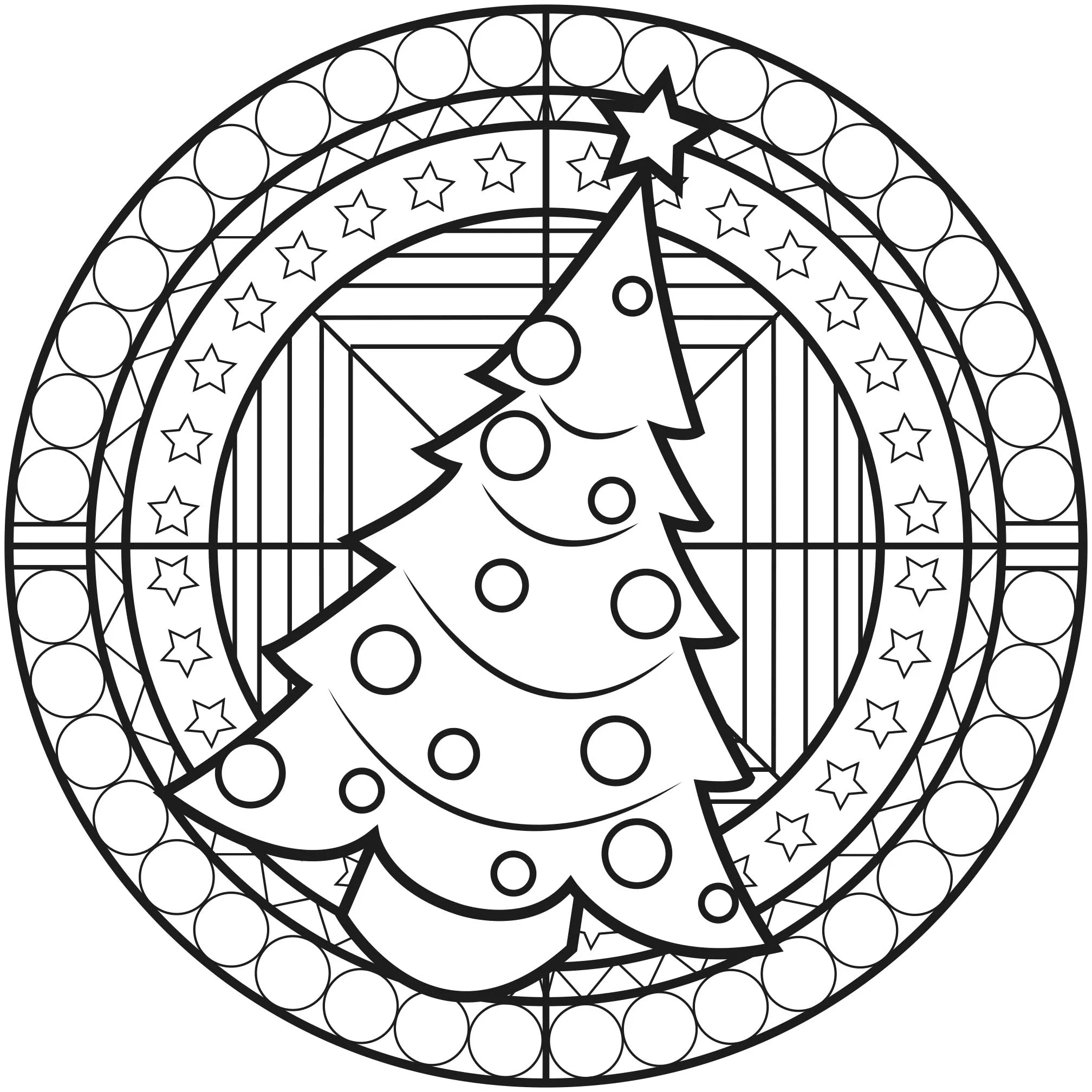 Albero di Natale Mandala (Tema Mandala : Fiori e vegetazione)