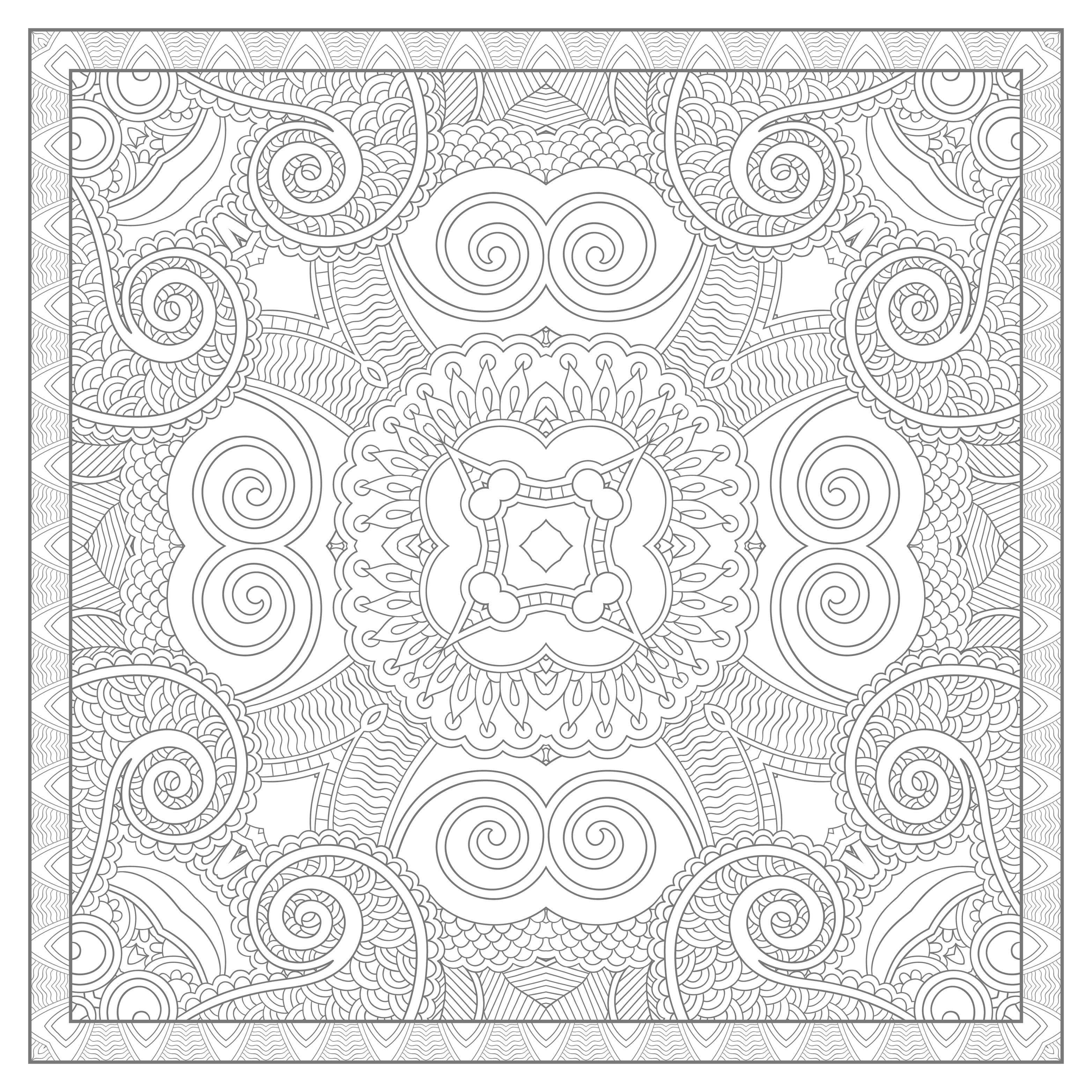 Per completare questo difficile Mandala grigio da colorare avrete bisogno di pazienza e perseveranza: una lente d'ingrandimento non guasterà se volete riempire ogni area ...