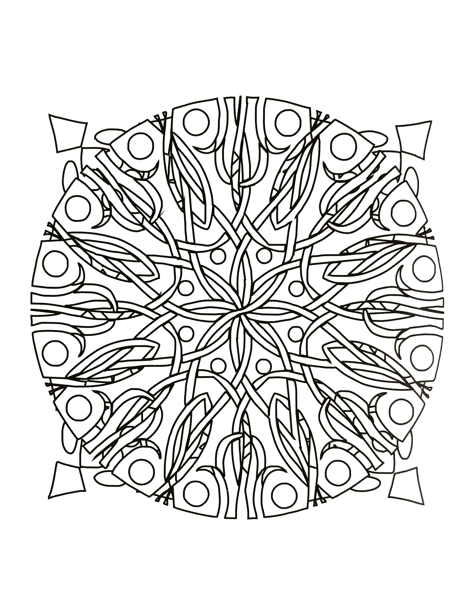 Mandala-a-colorier-gratuit-ronces (Mandala di livello di difficoltà : Normale)