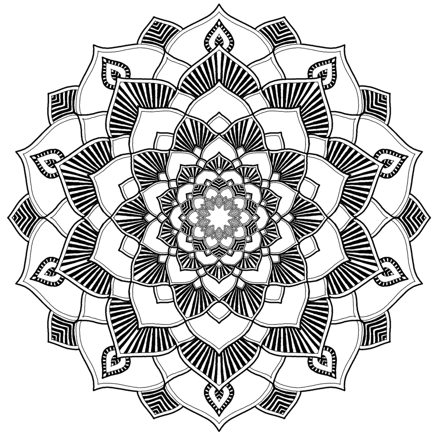 Un Mandala superbo, perfetto per rilassarsi e godersi la ripetizione colorata di motivi splendidamente disegnati.