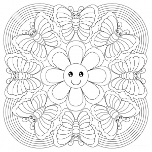 mandala gratuiti da colorare: farfalle e fiorellini