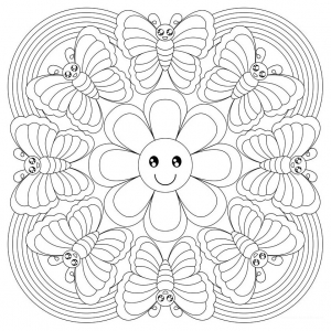 Mandala gratuiti da colorare: farfalle e fiorellini