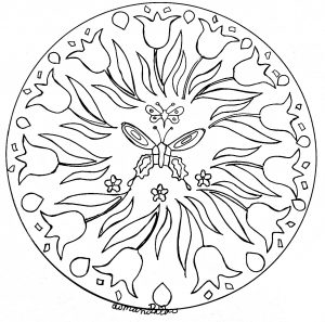 Mandala di farfalle e fiori