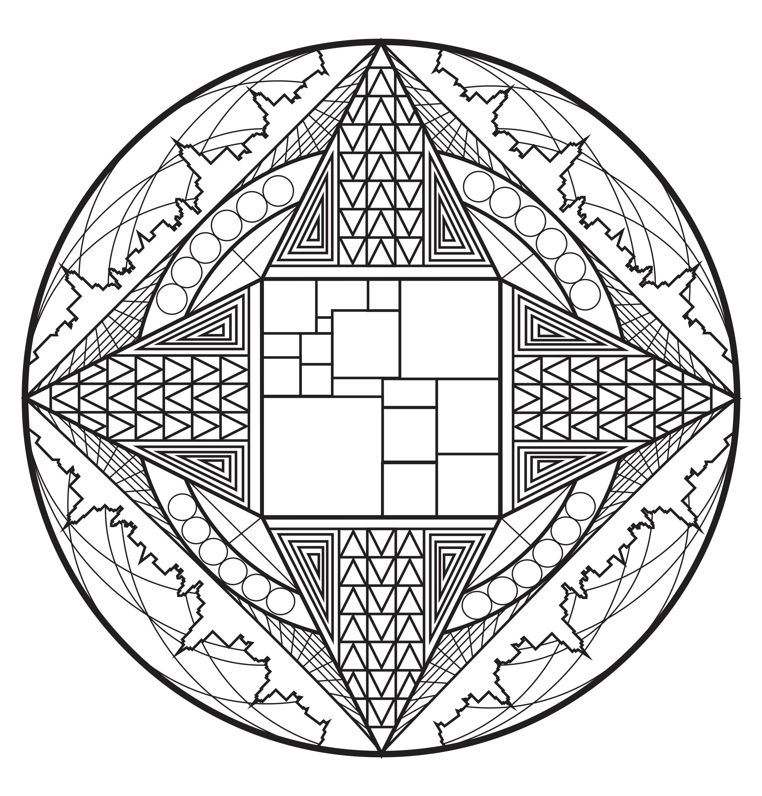 Lasciatevi trasportare da questo superbo Mandala dalle forme eleganti e armoniose. Utilizzate le tecniche che conoscete meglio per valorizzarlo.