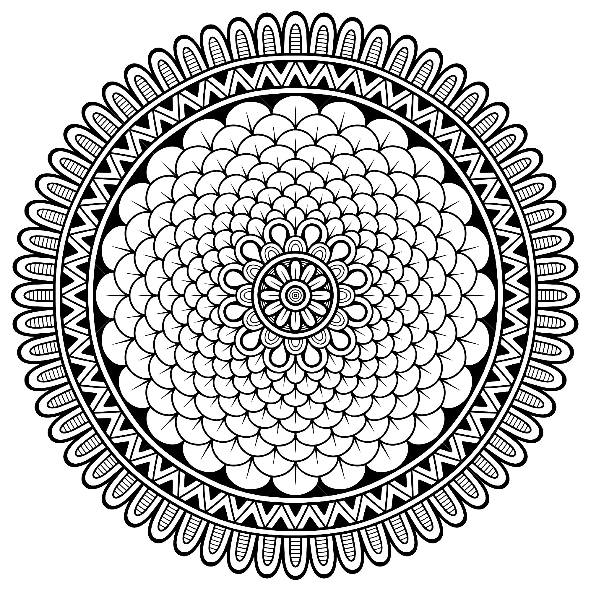 Colorare-adulto-mandala-bambino-petali (Tema Mandala : <b>Modelli geometrici</b>)