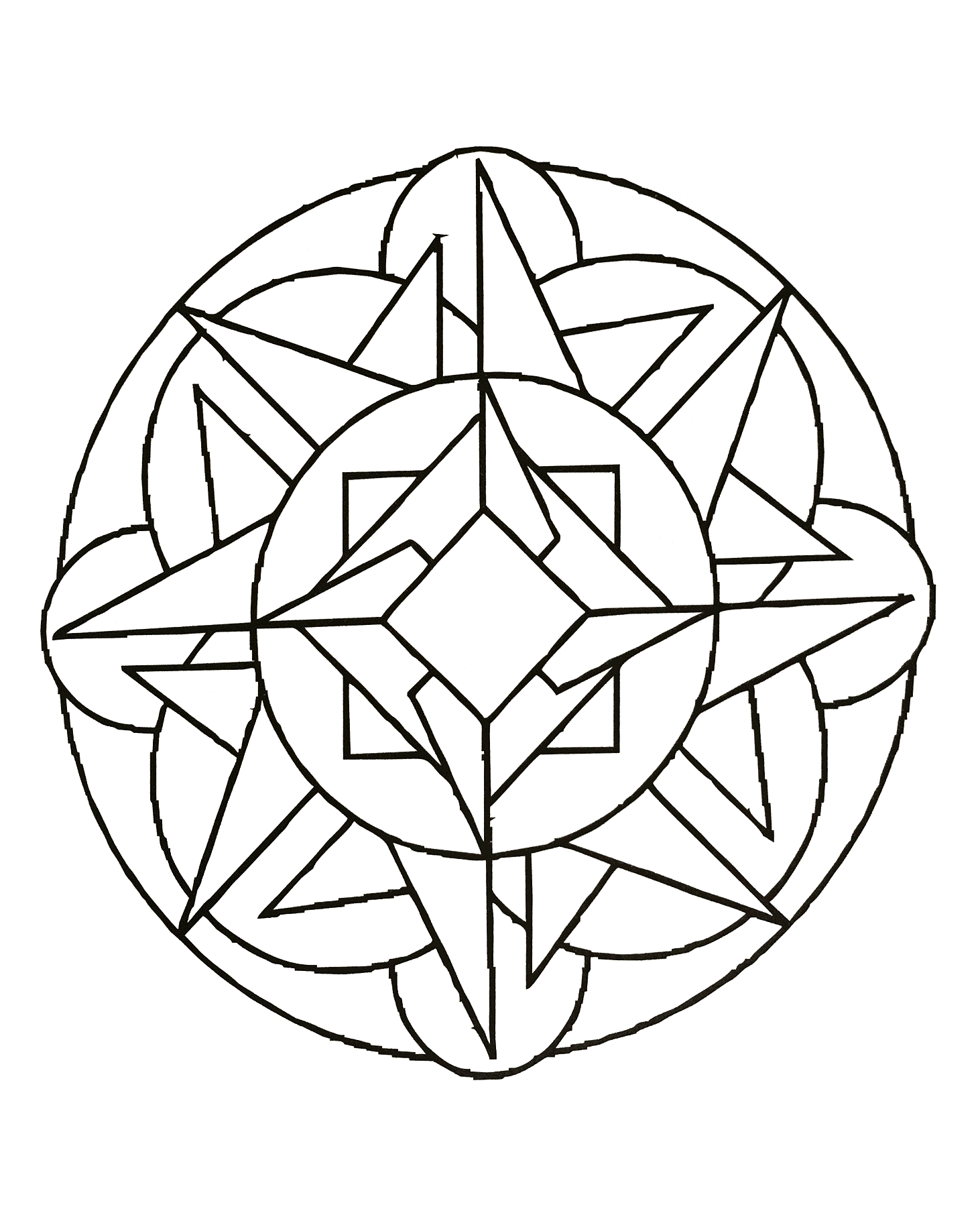 Colorazione-mandala-libera-forma-geometrica-semplice (Tema Mandala : Modelli geometrici)