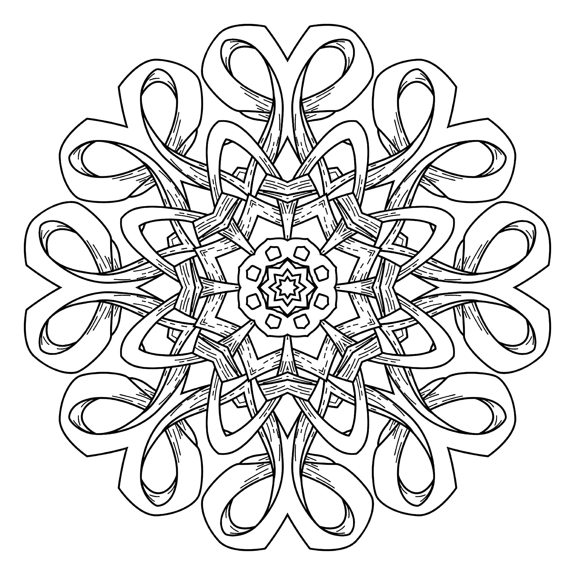 Lasciatevi trasportare da questo superbo Mandala dalle forme eleganti e armoniose. Utilizzate le tecniche che conoscete meglio per valorizzarlo.