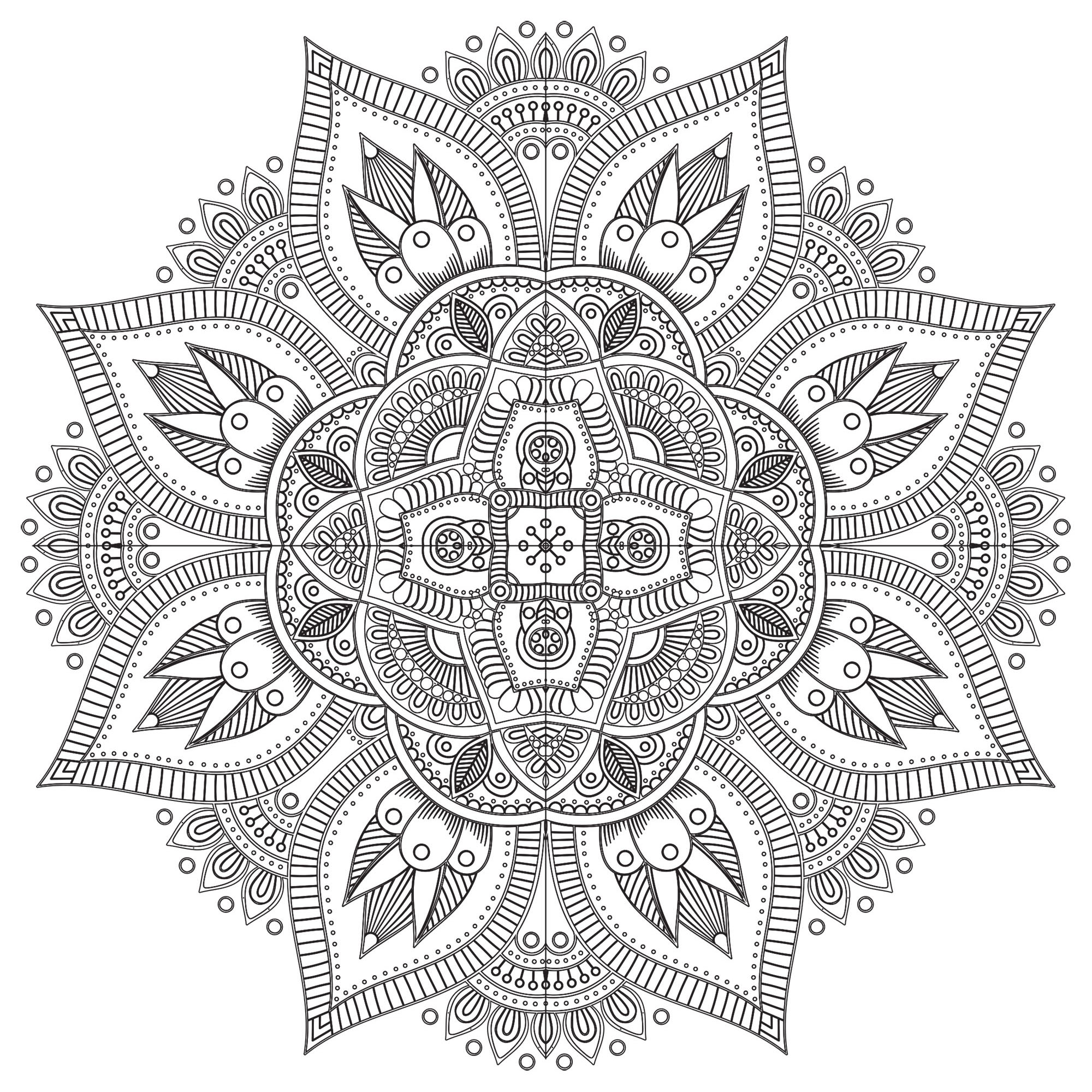 Quando colorare diventa davvero Arte Terapia... È il caso di questo Mandala da colorare, molto armonioso e delicato, che simboleggia, se vogliamo, un bel fiore pieno di vita.