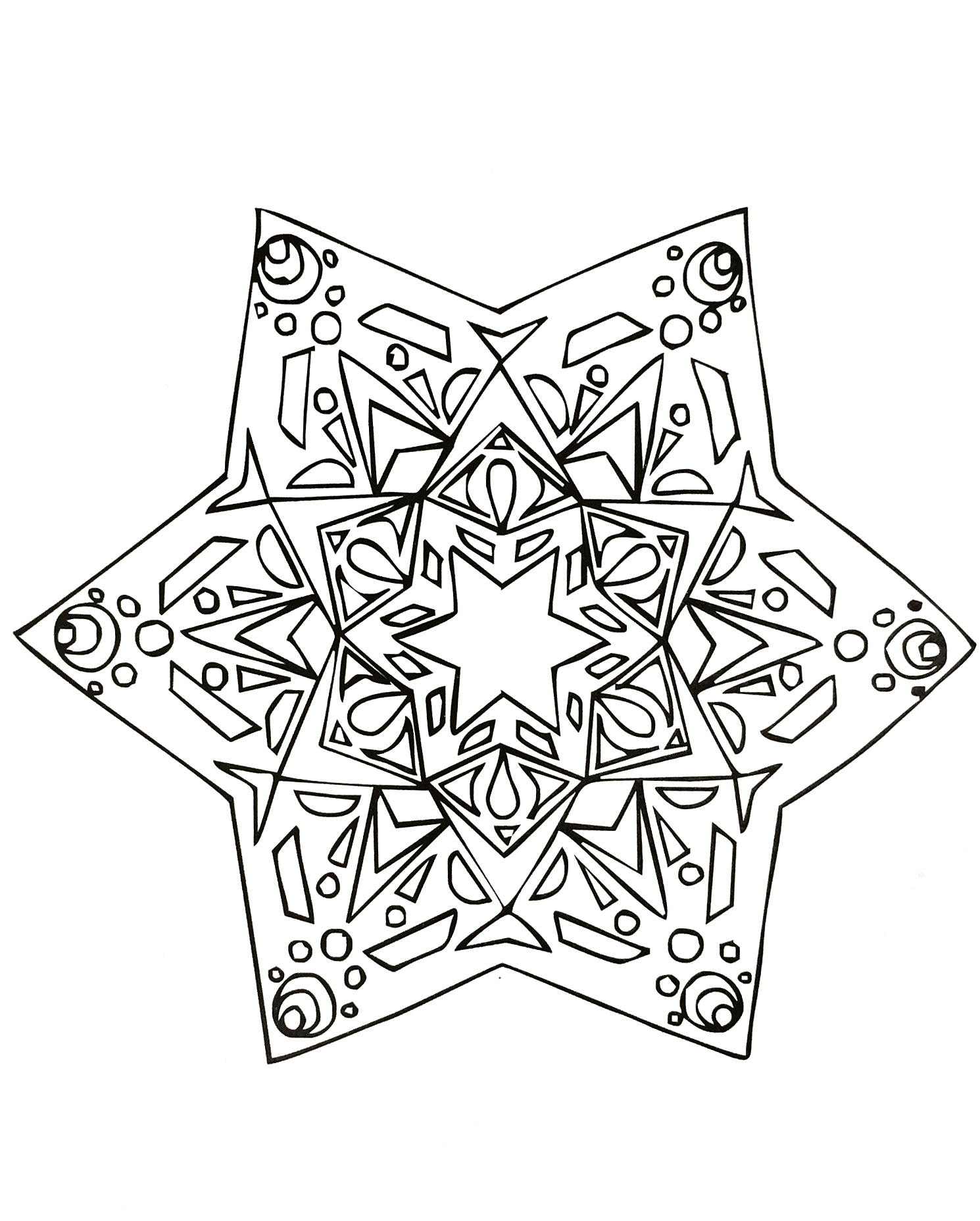 Stella mandala disegnata a mano (Zen e anti-stress)