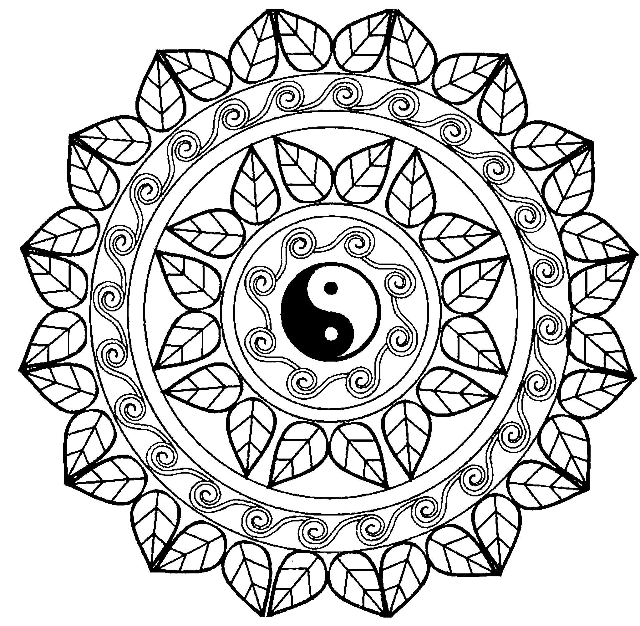 Scegliete la tecnica che preferite per colorare questo esclusivo Mandala con il famoso simbolo Yin & Yang al centro! Aggiungete la vostra anima a questo bellissimo Mandala.