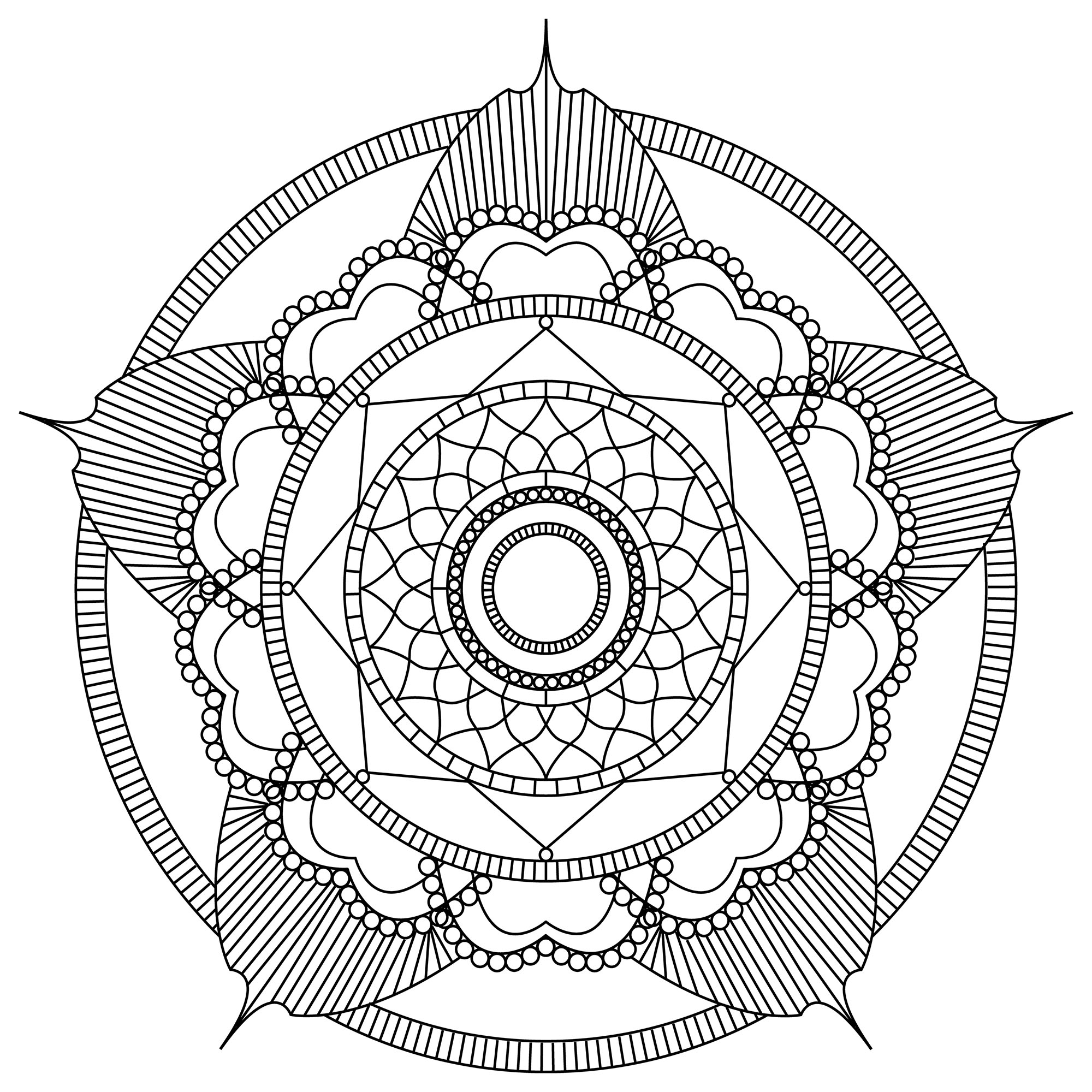 Un Mandala armonioso per un momento di puro relax. Sentirete subito i benefici dell'Arteterapia... In questo mandala ci sono zone ampie e zone molto sottili.