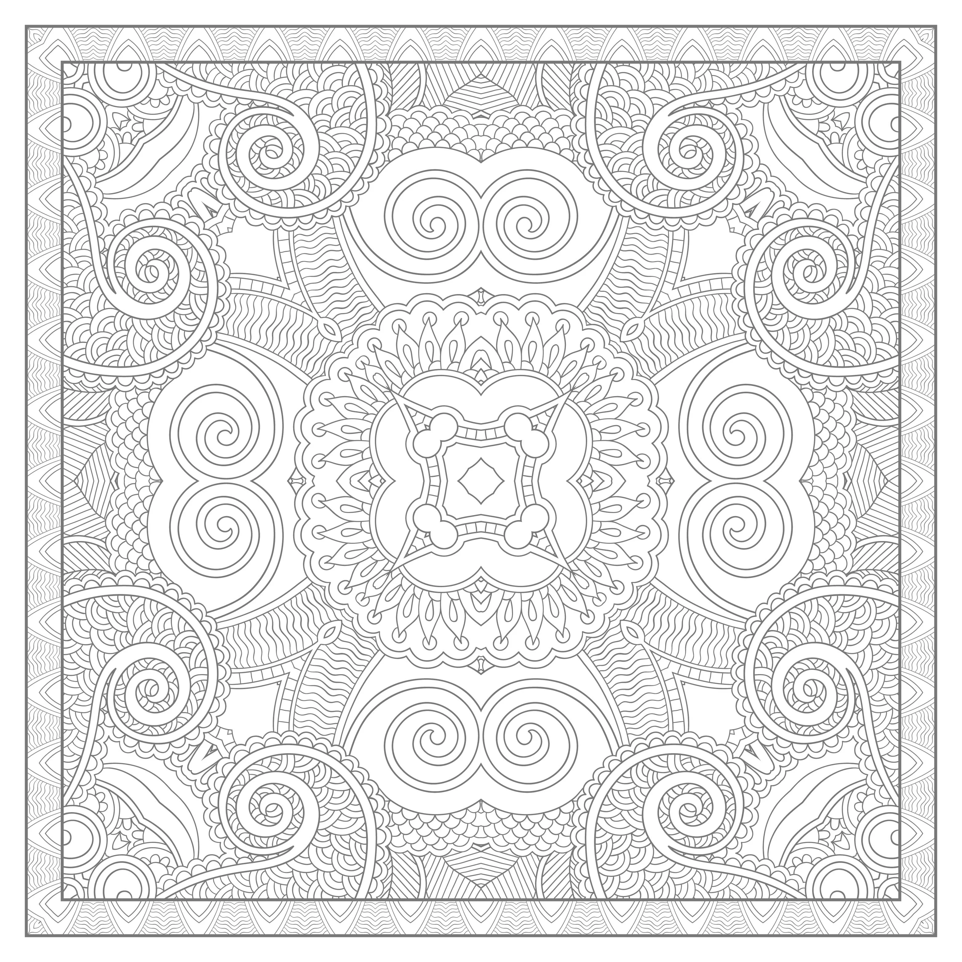 Mandala quadrato complesso (Zen e anti-stress)