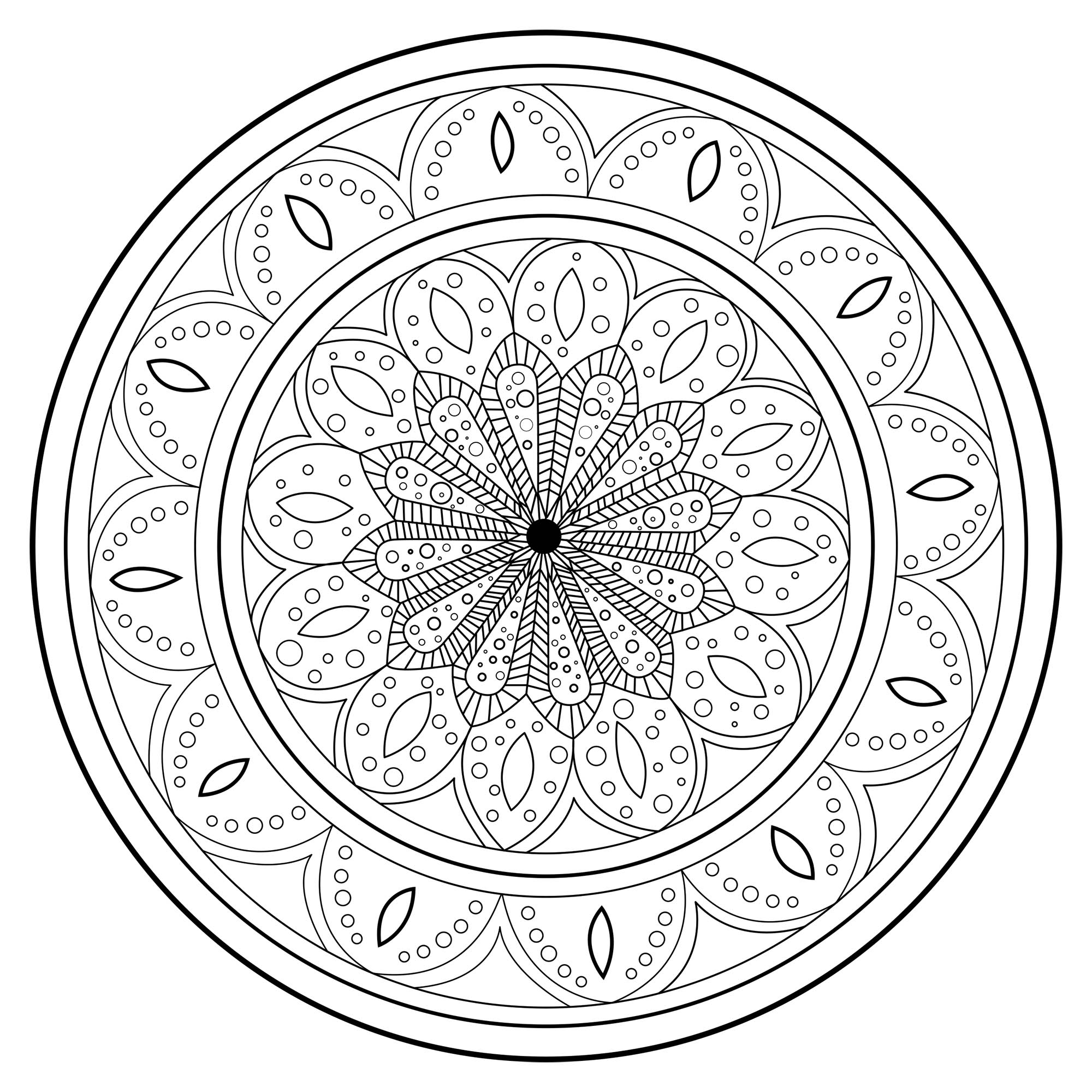 Un Mandala integrato in uno più grande, perfetto per un momento di pura decompressione. Presto sentirete i benefici dell'Arteterapia: rilassamento, senso di benessere e calma interiore.