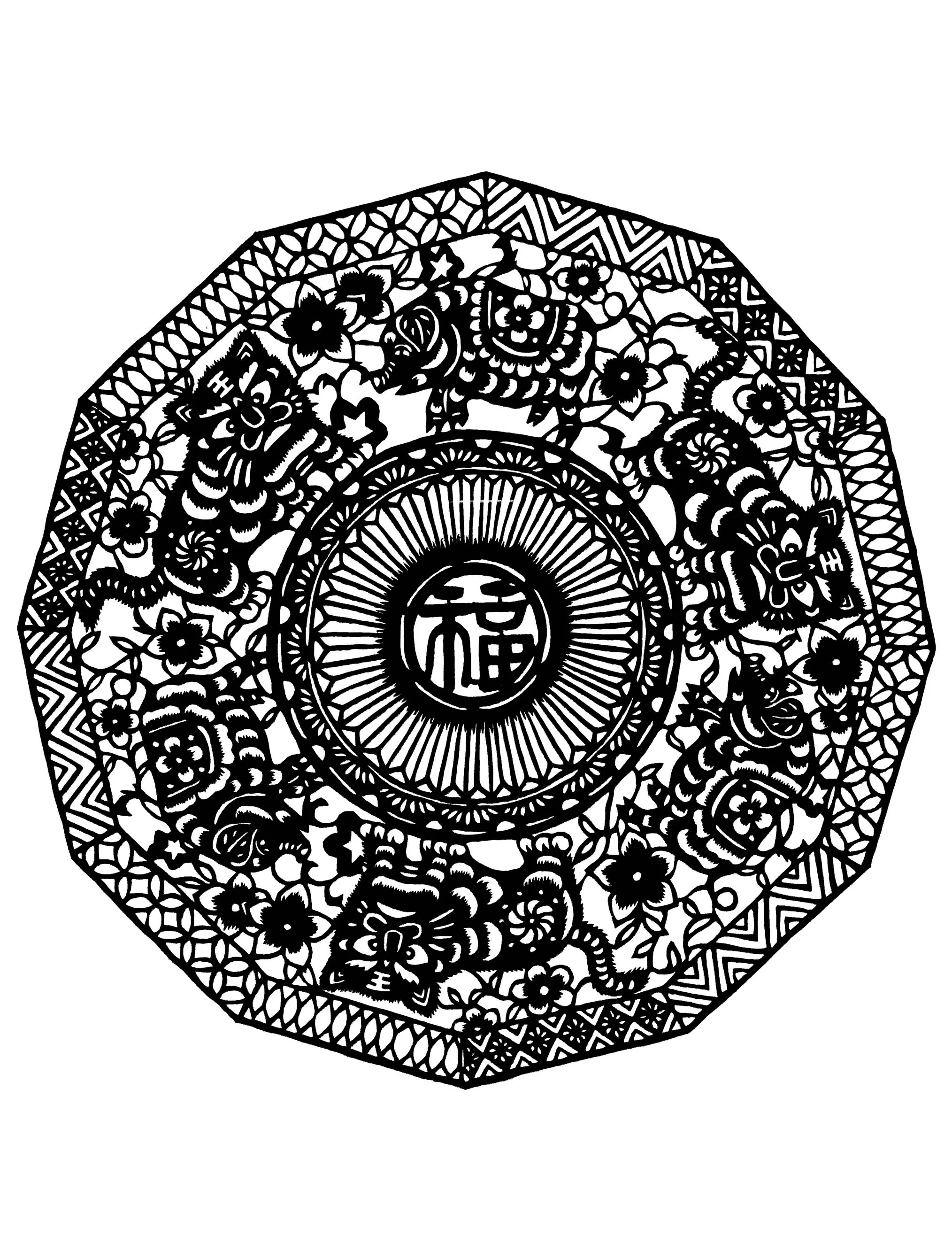 Mandala ispirato alla Cina (Zen e anti-stress)
