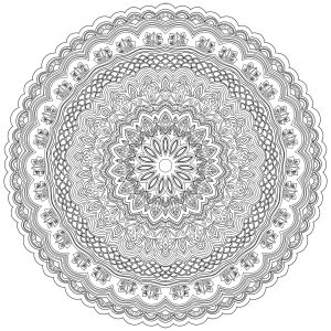 Mandala antistress altamente dettagliato con linee sottili ed eleganti